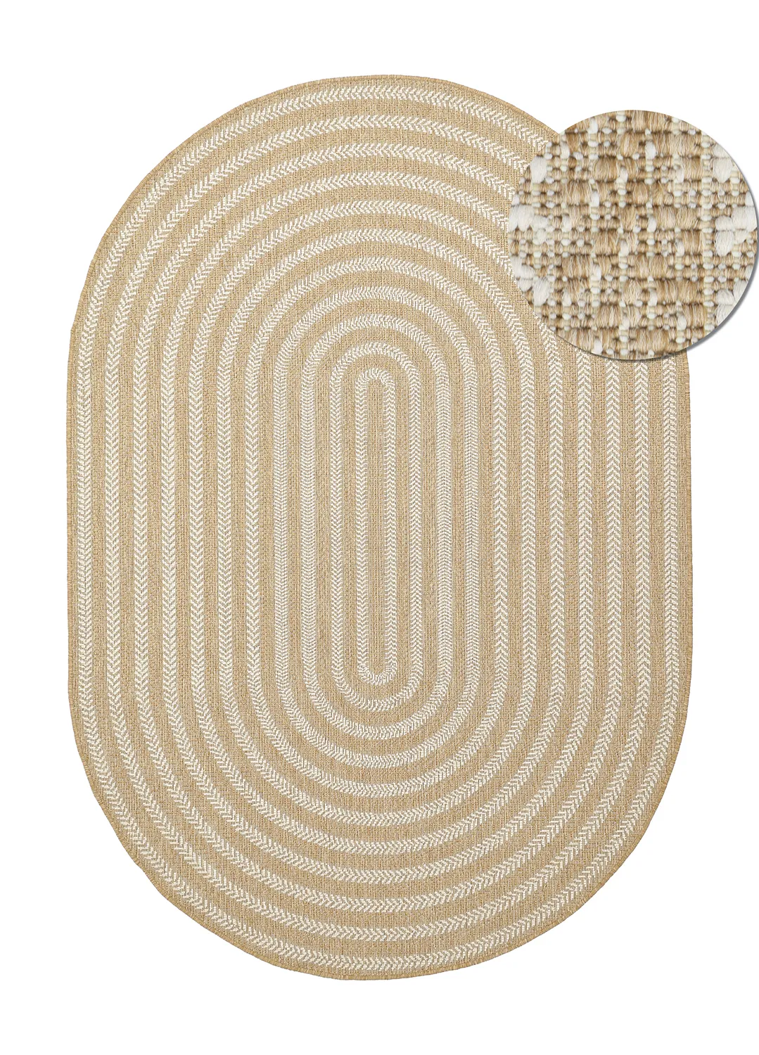 Ovaal tapijt - Indoor/outdoor Leander (natuur)