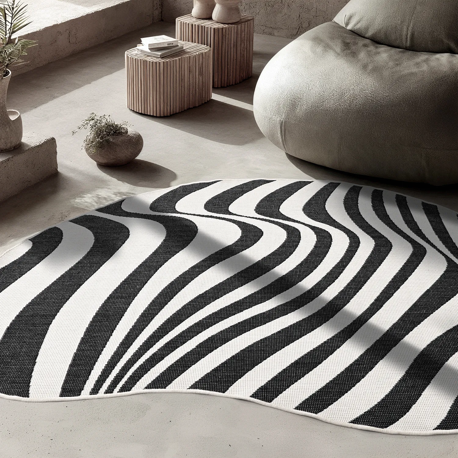 Vloerkleden voor binnen en buiten - utomhusmatta - Remina (zwart/wit)