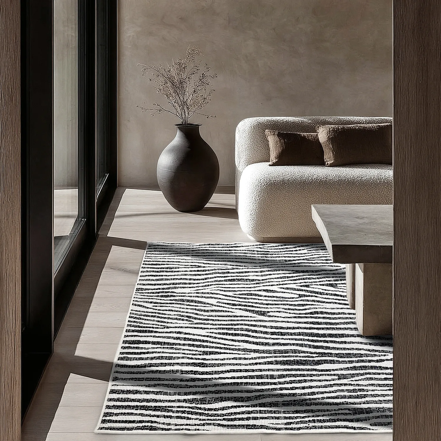 Vloerkleden voor binnen en buiten - utomhusmatta - Vaura (zwart/wit)