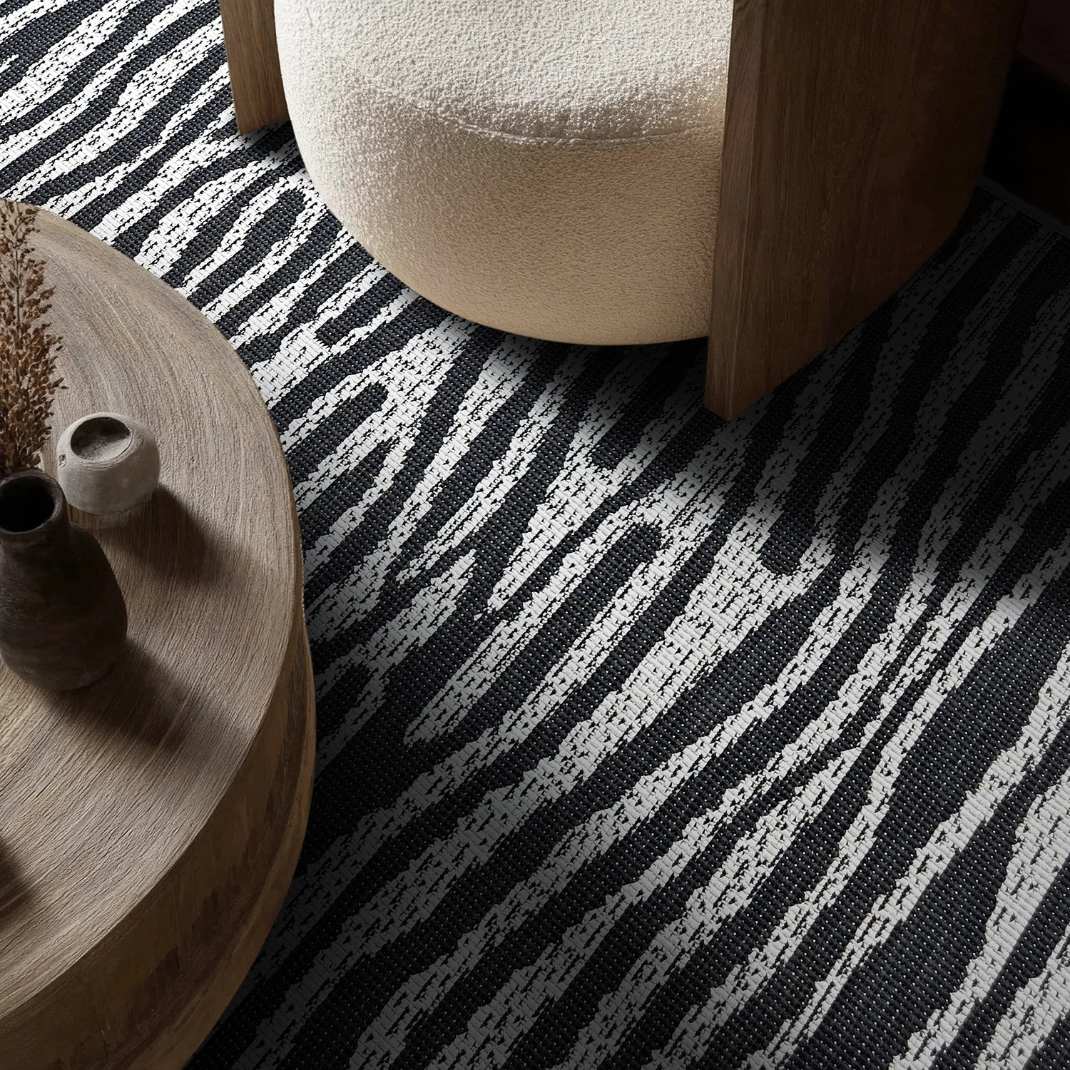 Vloerkleden voor binnen en buiten - utomhusmatta - Vaura (zwart/wit)