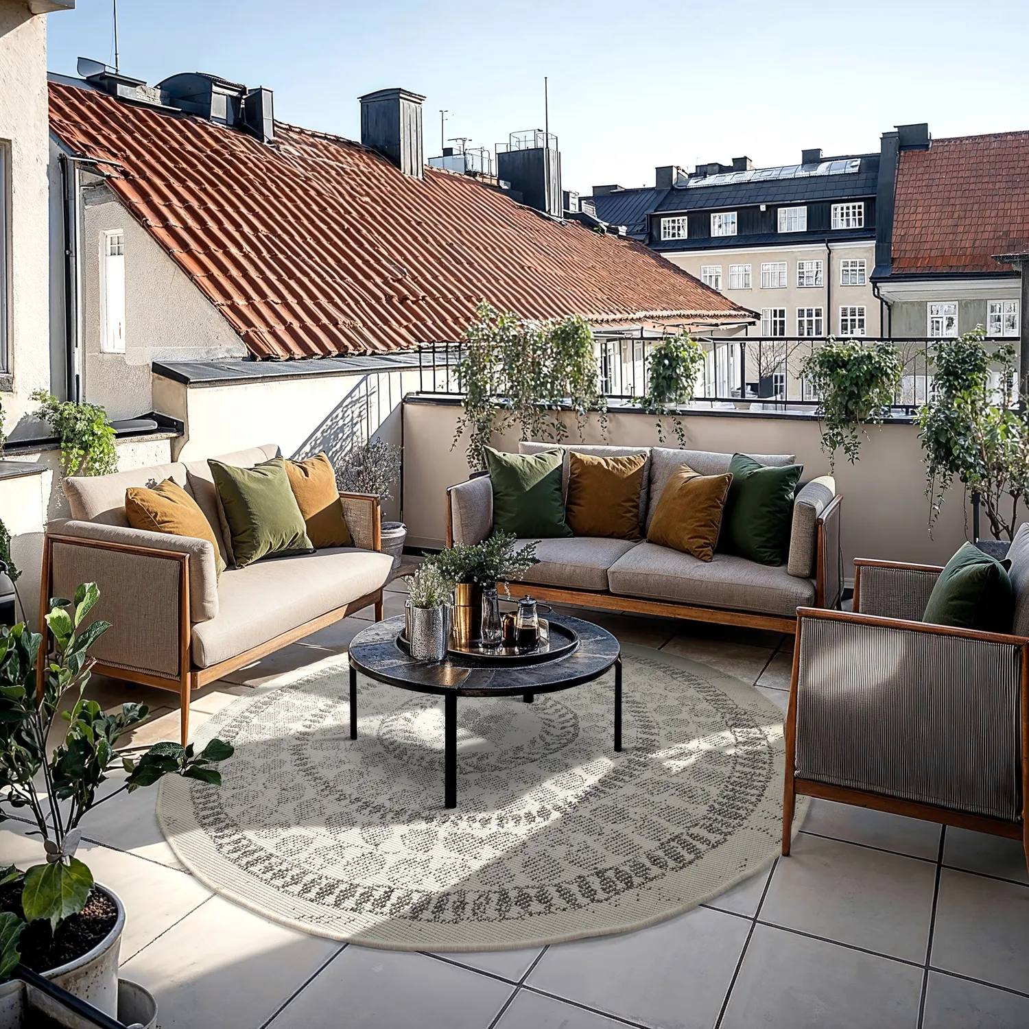 Ronde vloerkleden - Indoor/Outdoor Malcolm (grijs)