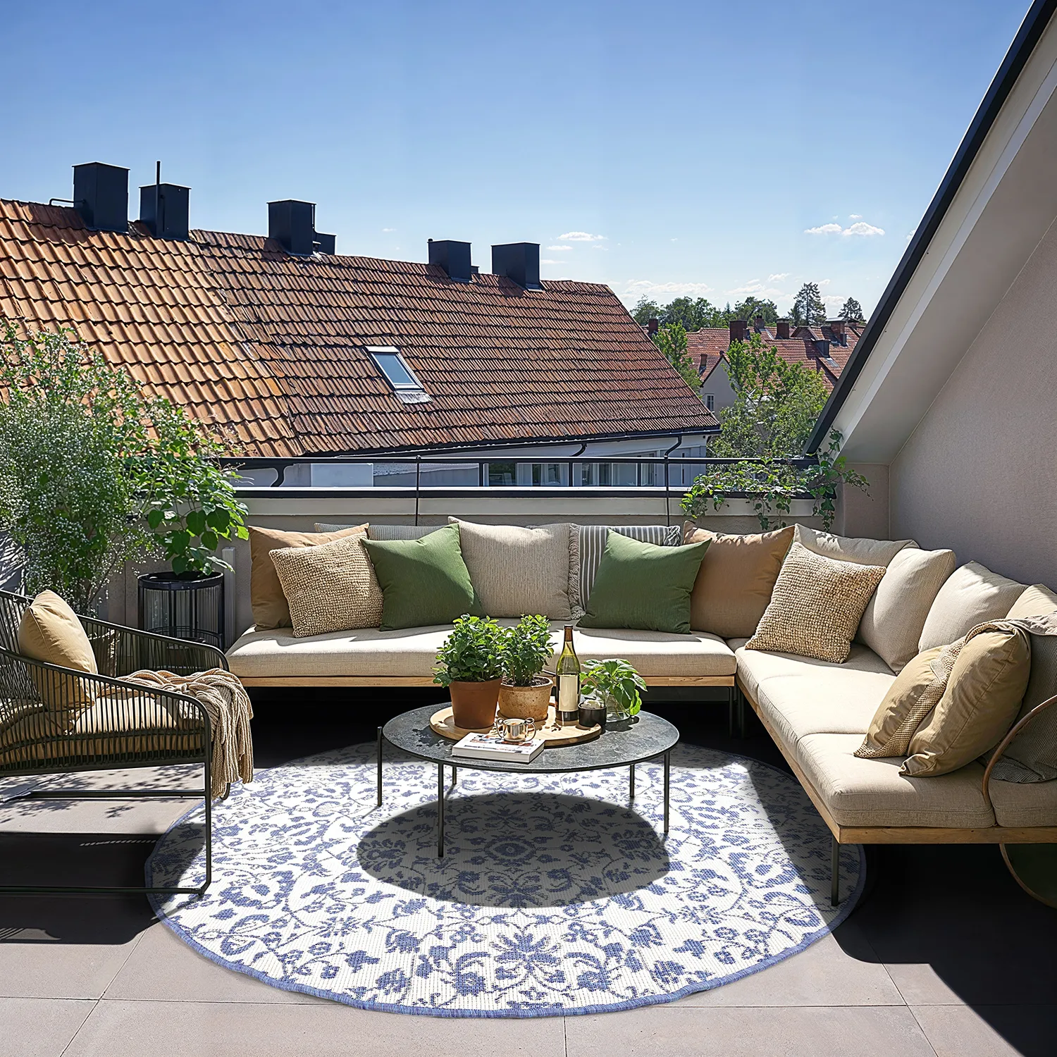 Rond vloerkleed - Brussels Ocean (blauw)