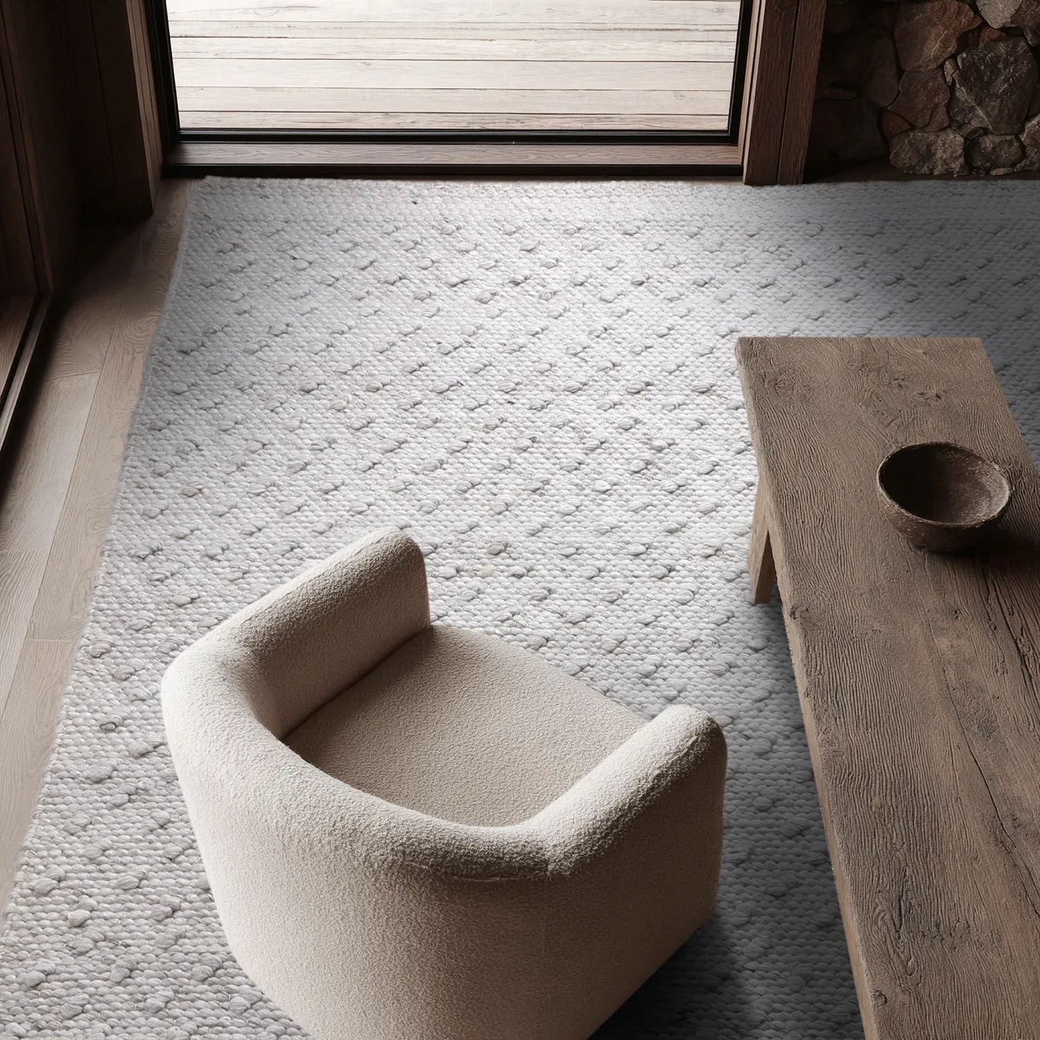 Vloerkleden voor binnen en buiten - Todi Wool Look (grijs/beige)