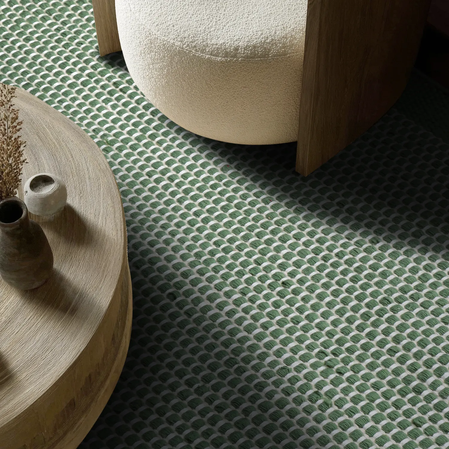 Vloerkleden voor binnen en buiten - Coastal Wool Look (groen/wit)