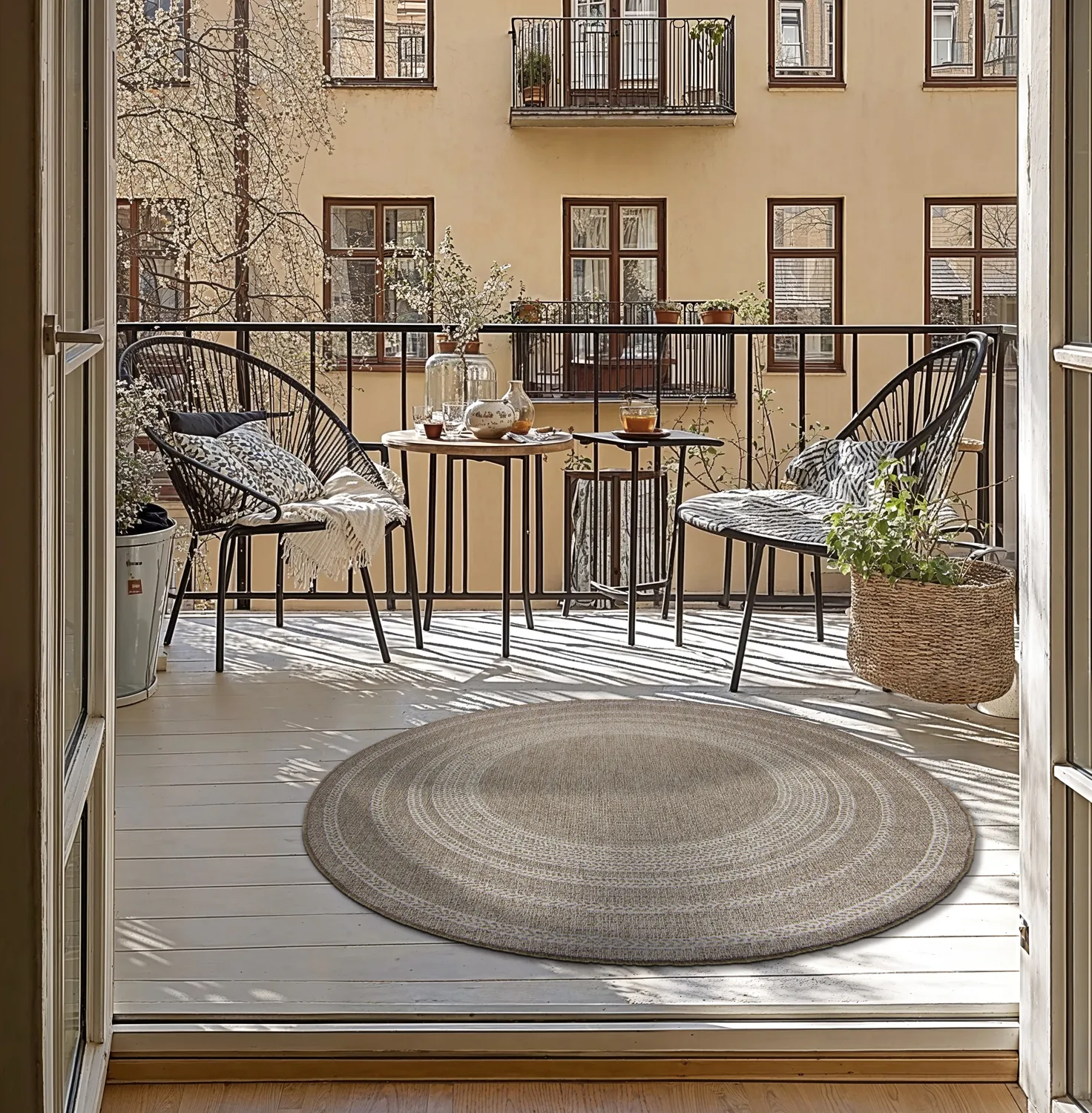 Ronde vloerkleden - Indoor/Outdoor Angus (beige)