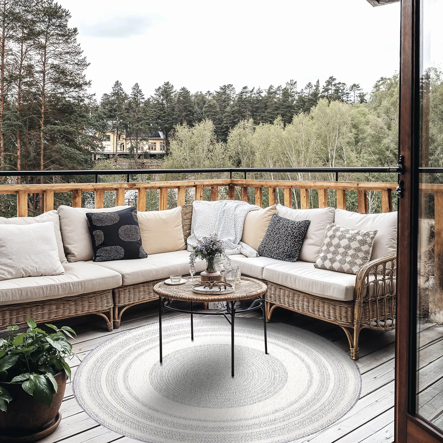 Ronde vloerkleden - Indoor/Outdoor Angus (grijs)