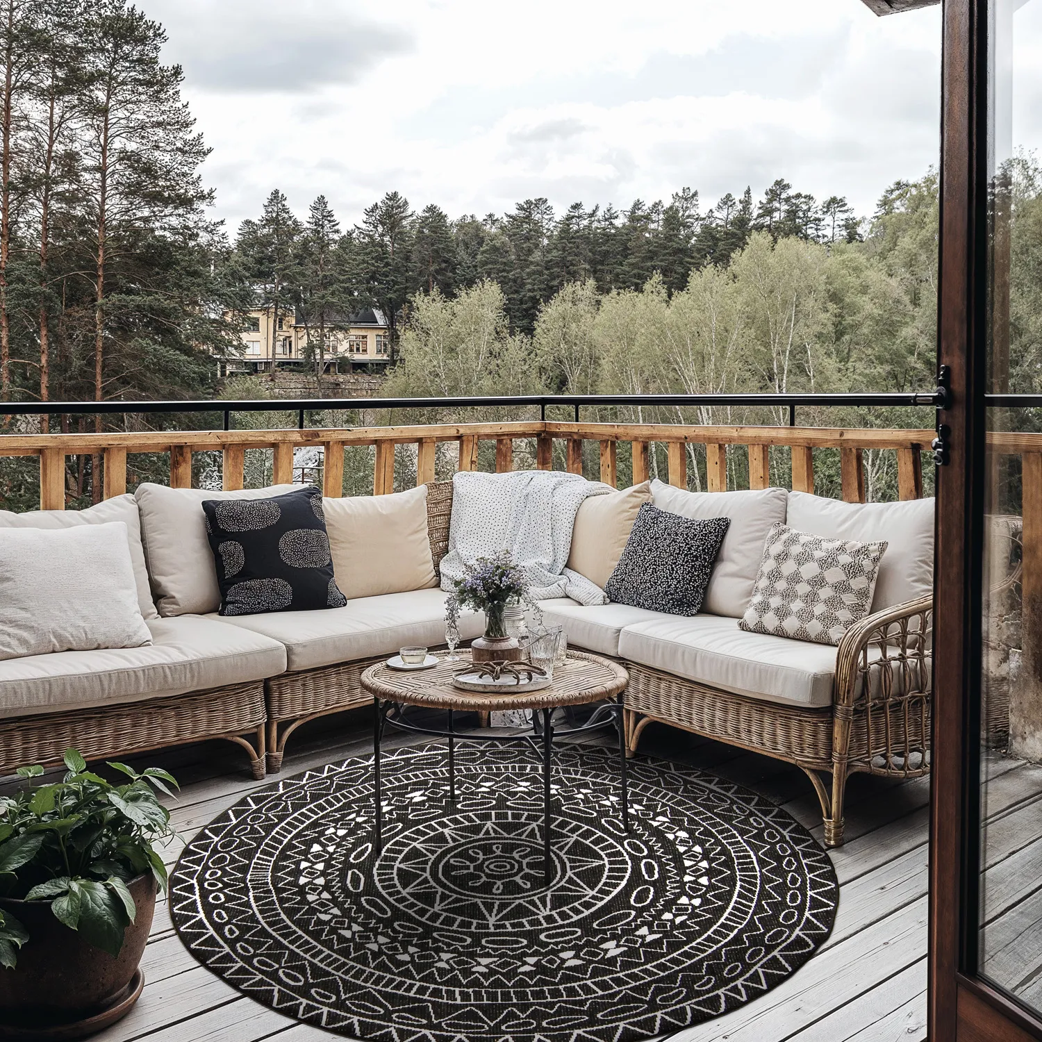 Rond vloerkleed - Brussels Diamond (zwart)