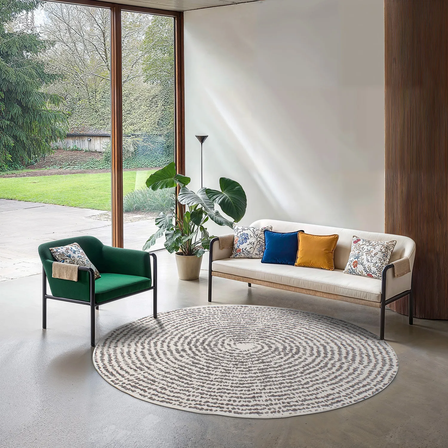 Rond vloerkleed - Brussels Swirl (grijs)