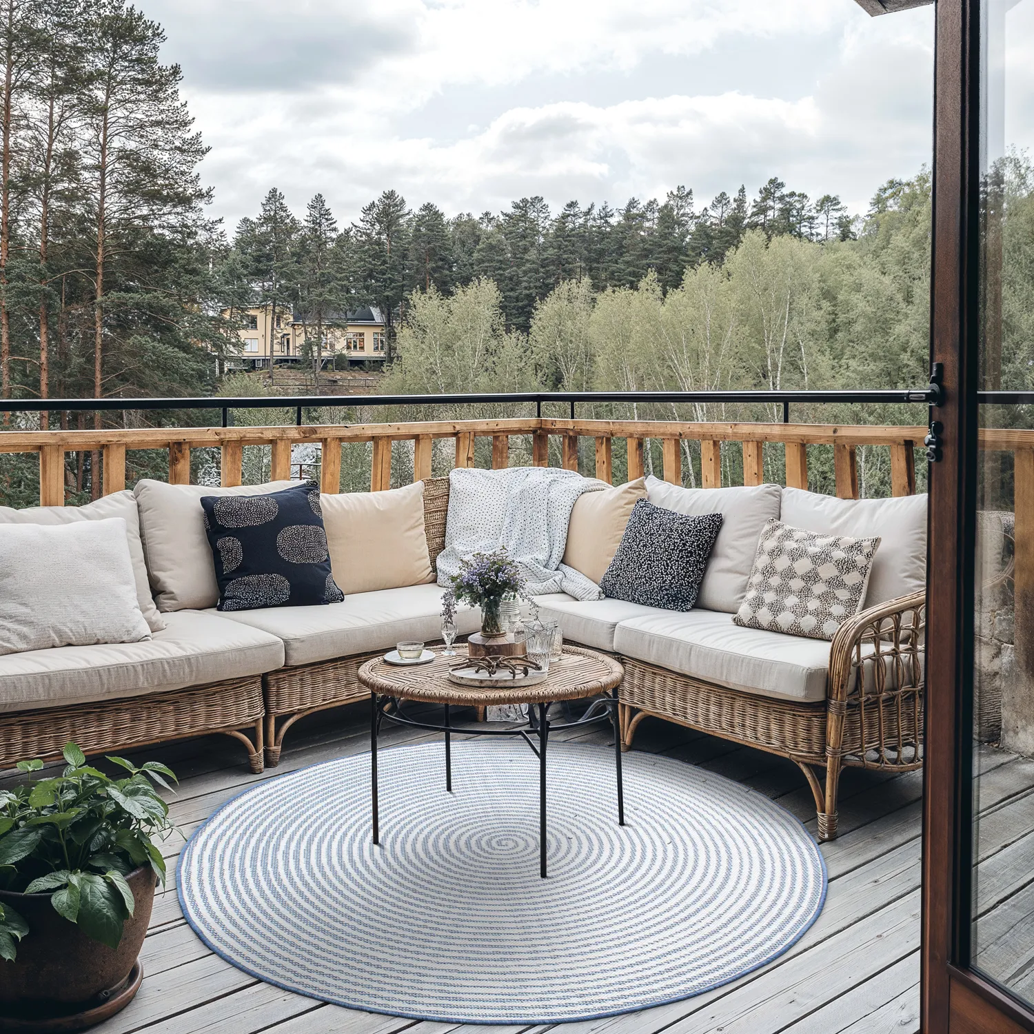 Rond vloerkleed - Ferragudo (blauw)