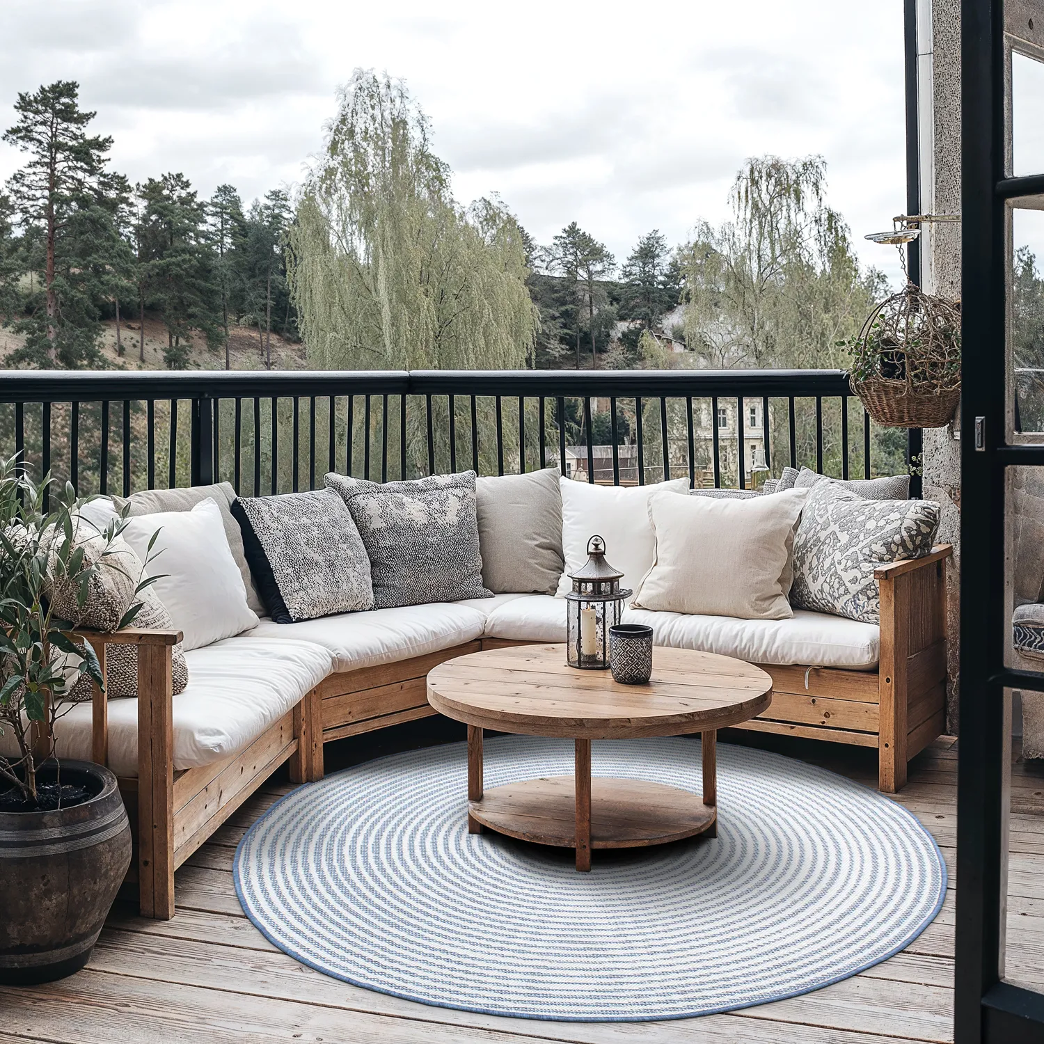 Rond vloerkleed - Ferragudo (blauw)