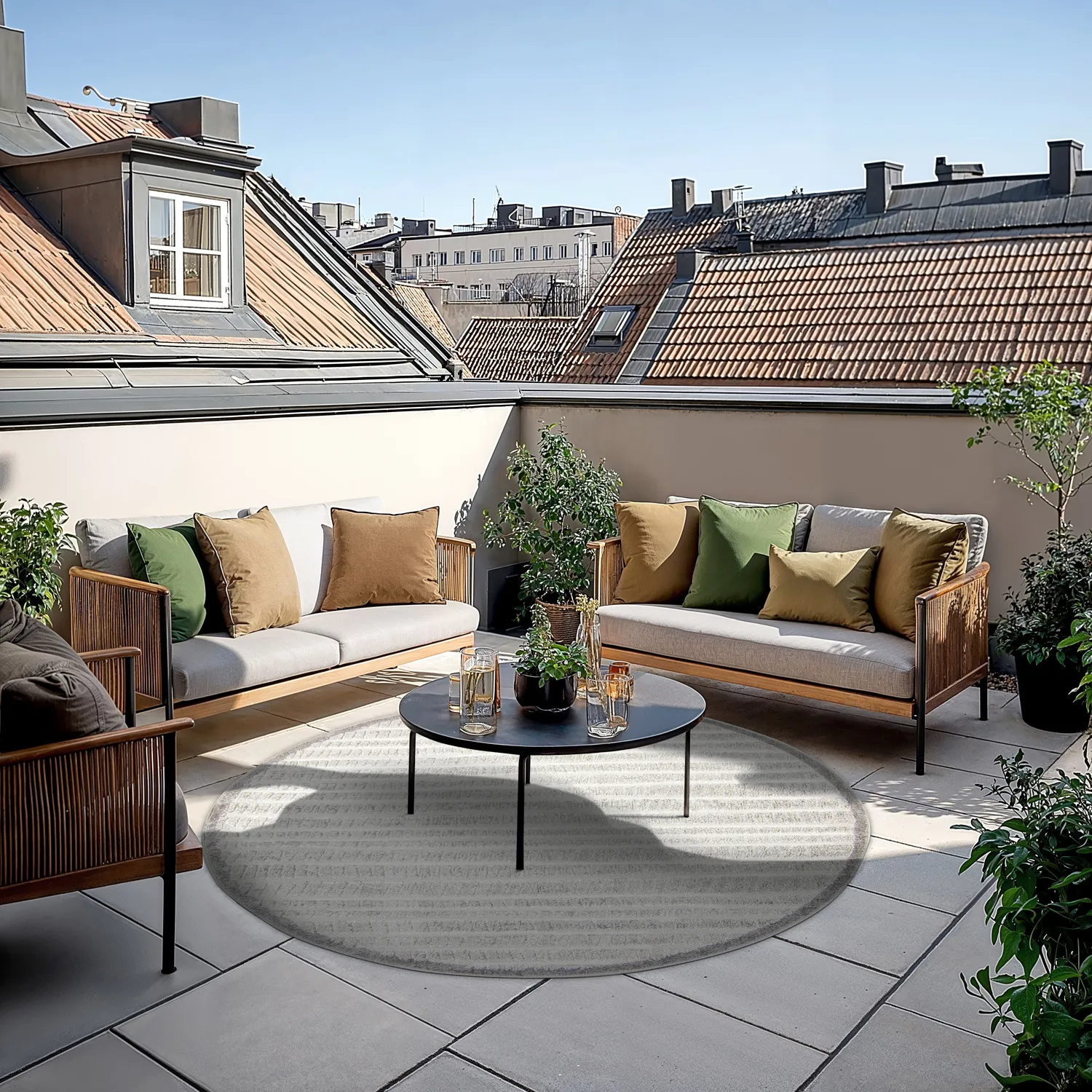 Ronde vloerkleden - Indoor/Outdoor Kendall (cream/grijs)