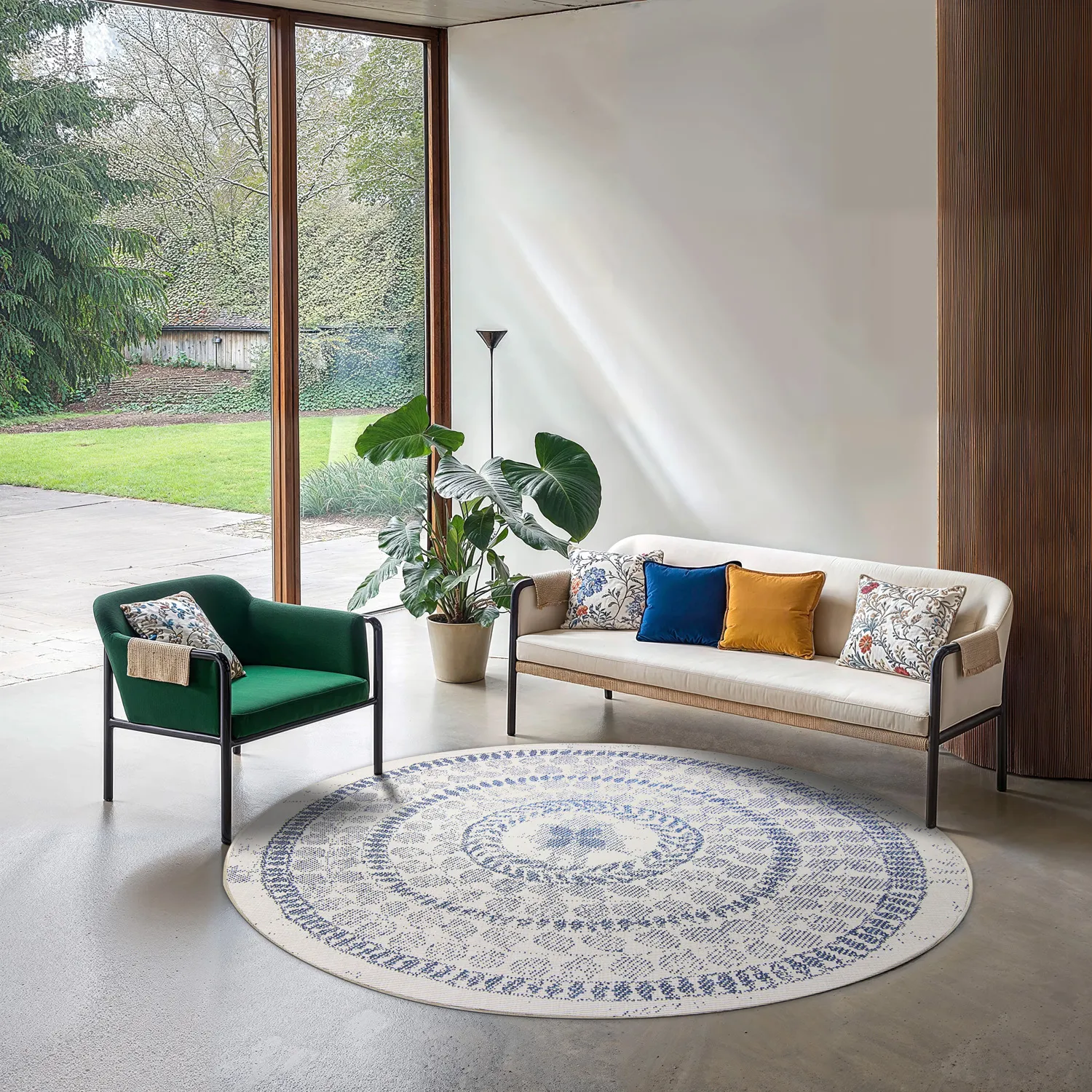 Ronde vloerkleden - Indoor/Outdoor Malcolm (blauw)