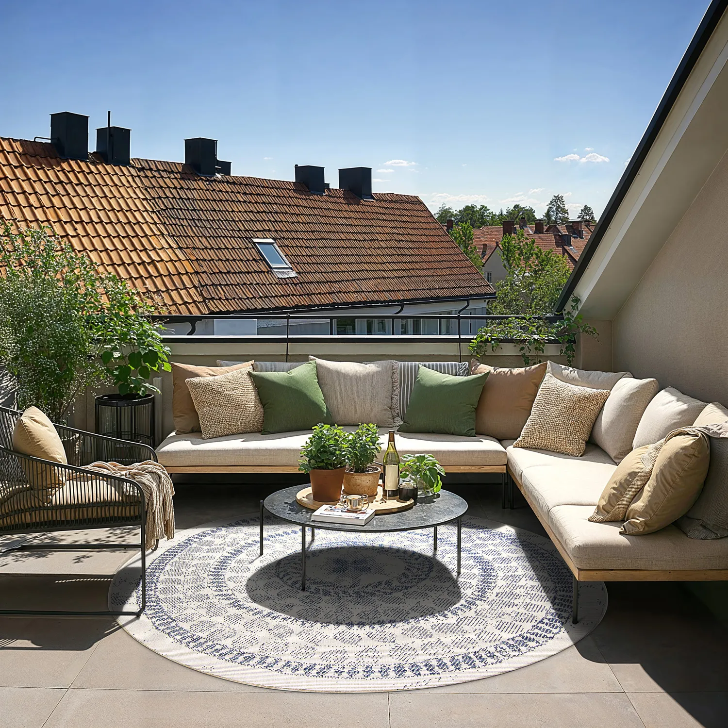 Ronde vloerkleden - Indoor/Outdoor Malcolm (blauw)