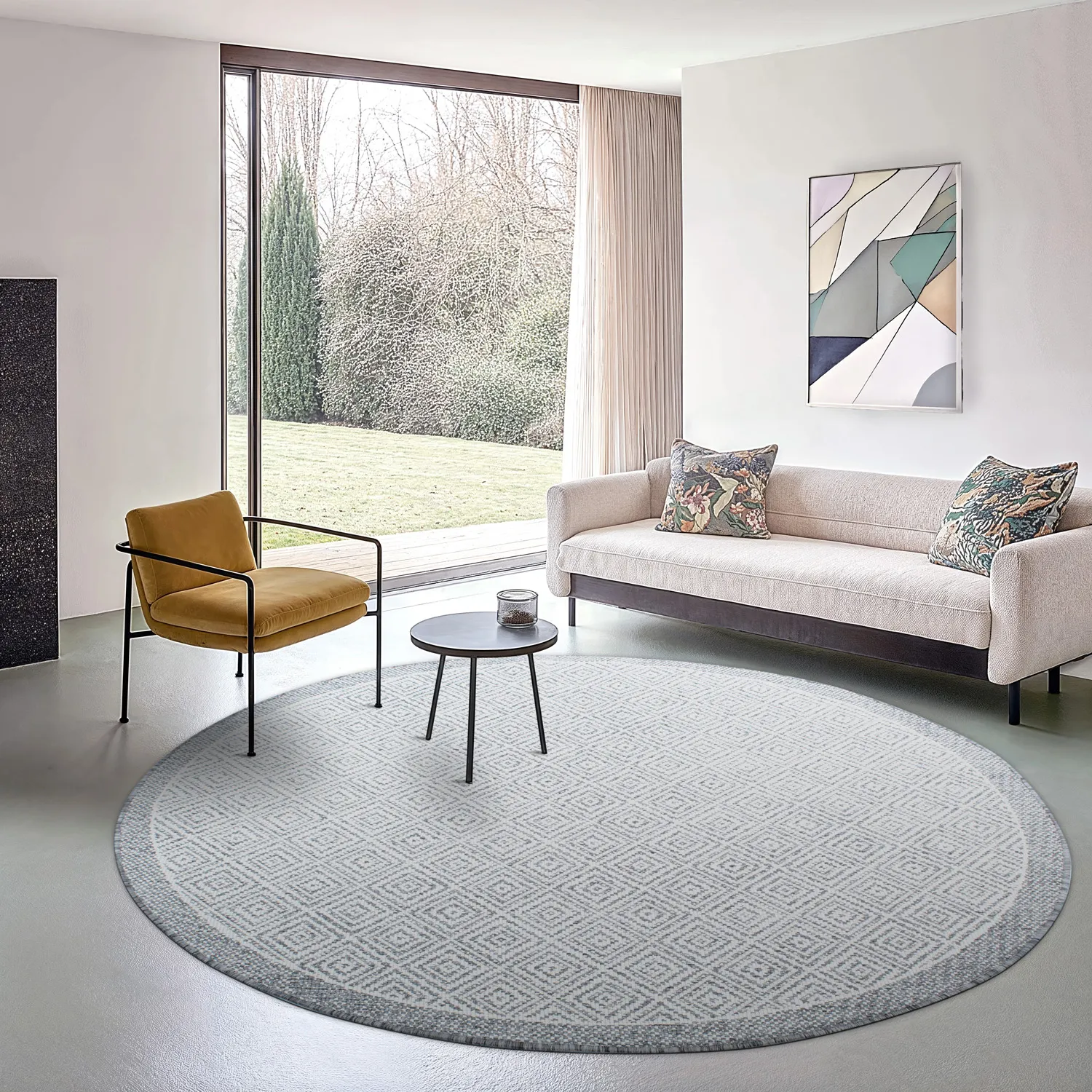 Rond vloerkleed - Monsaraz (grijs)