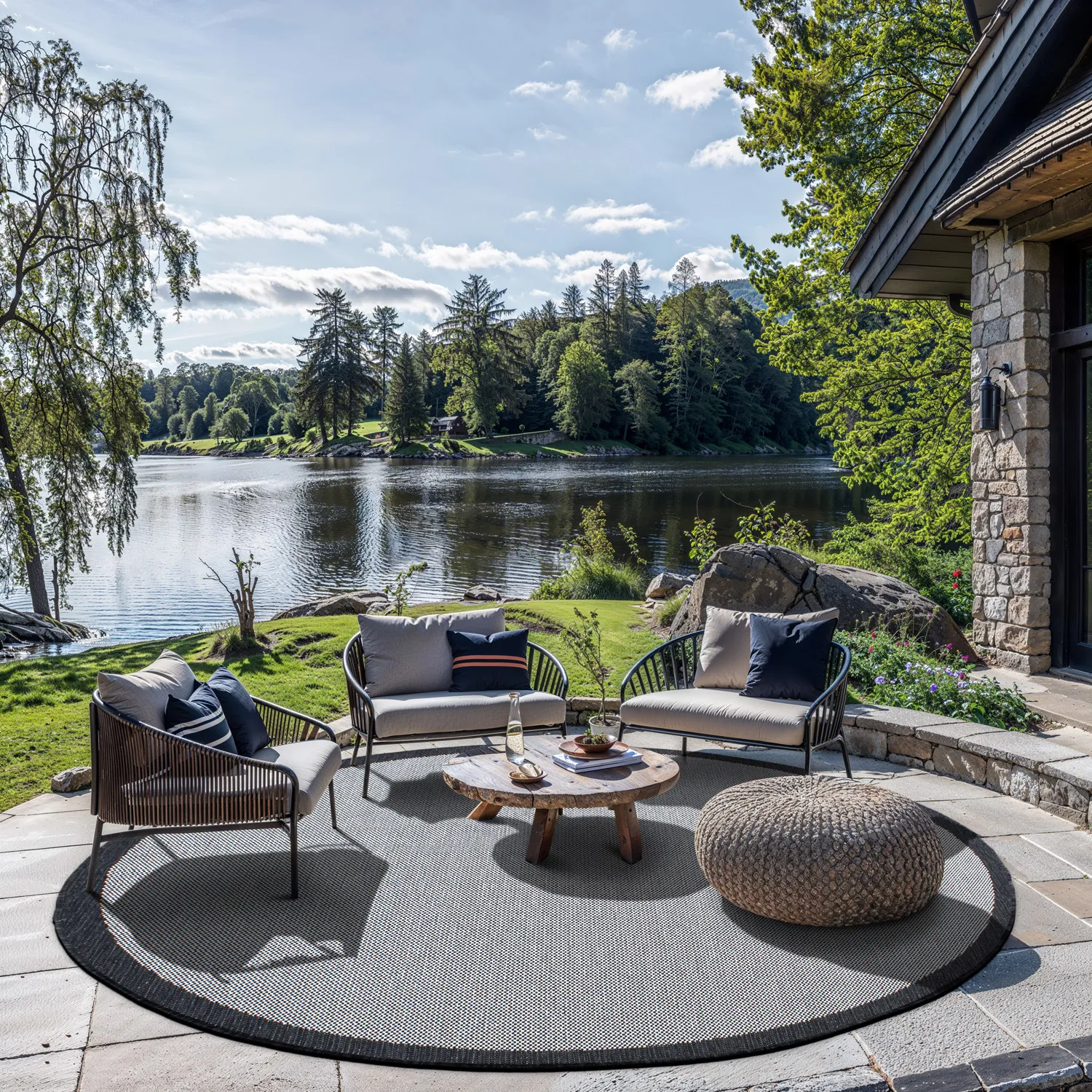 Rond vloerkleed - Sortelha (zwart)