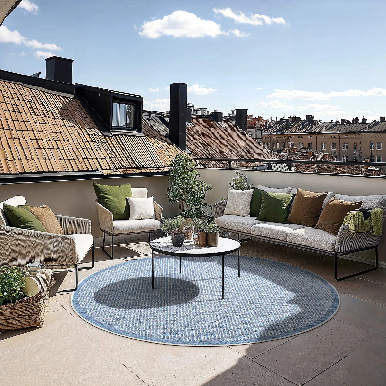 Rond vloerkleed - Tromsø (blauw)