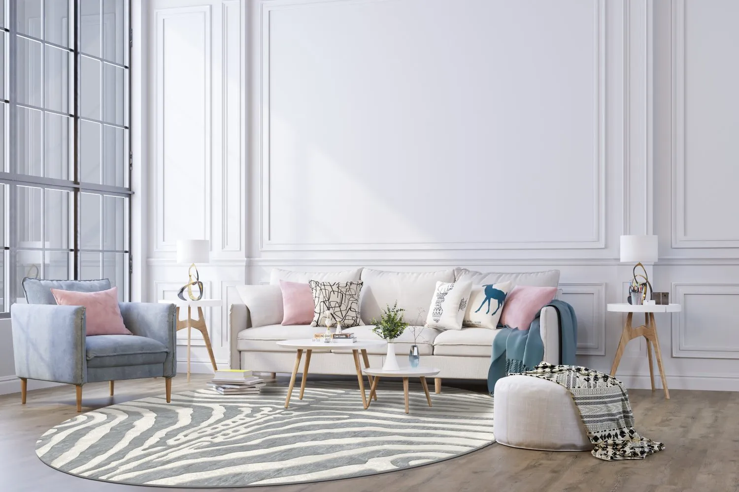 Rond vloerkleed - Zebra