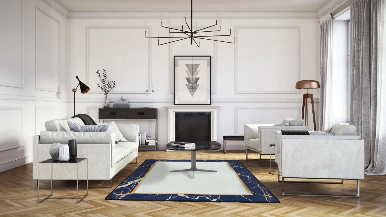 Wilton - Cerasia (blauw/wit/goud)