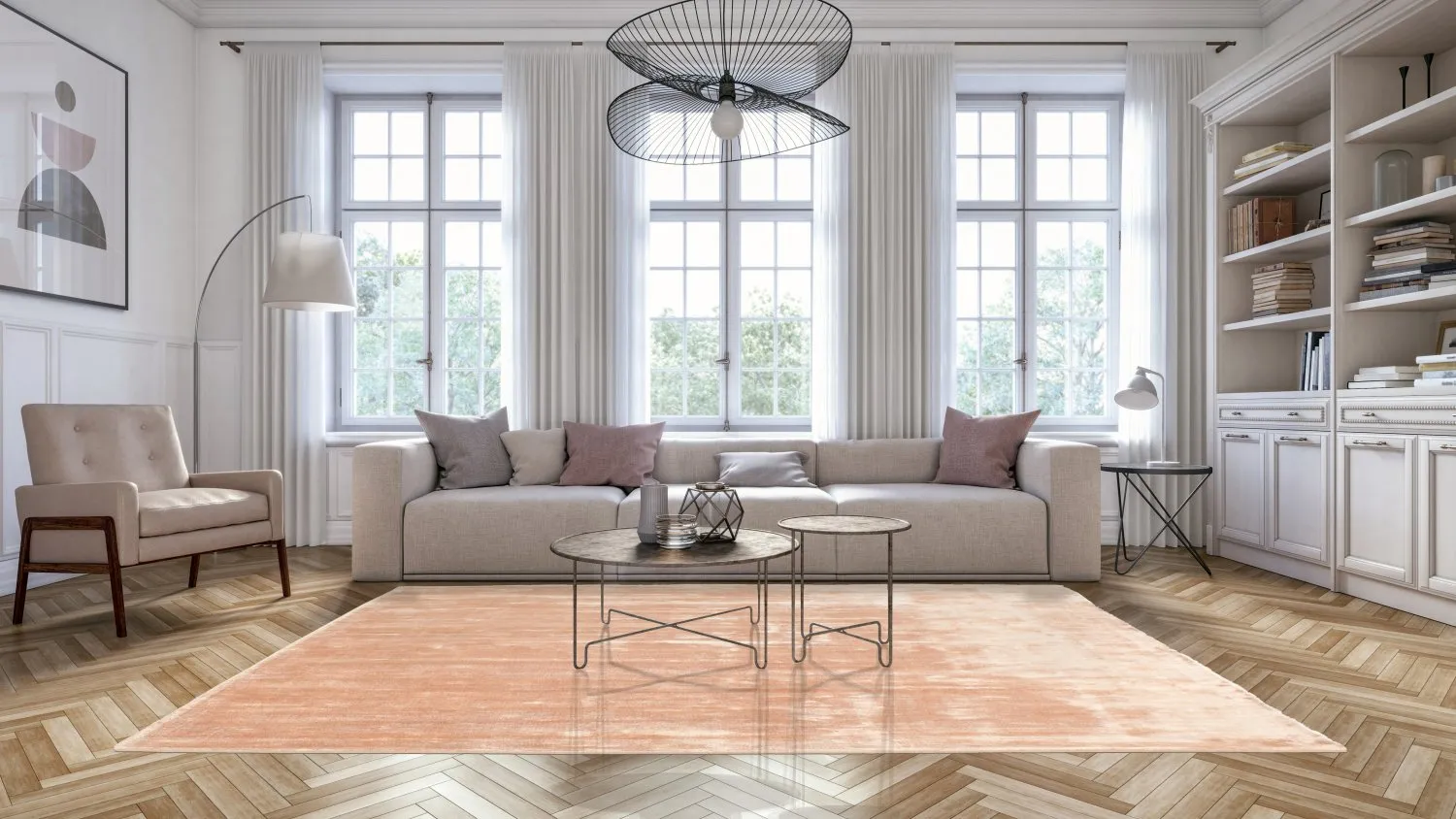 Viscose-vloerkleed - Jodhpur Special Luxury Edition (abrikoos)