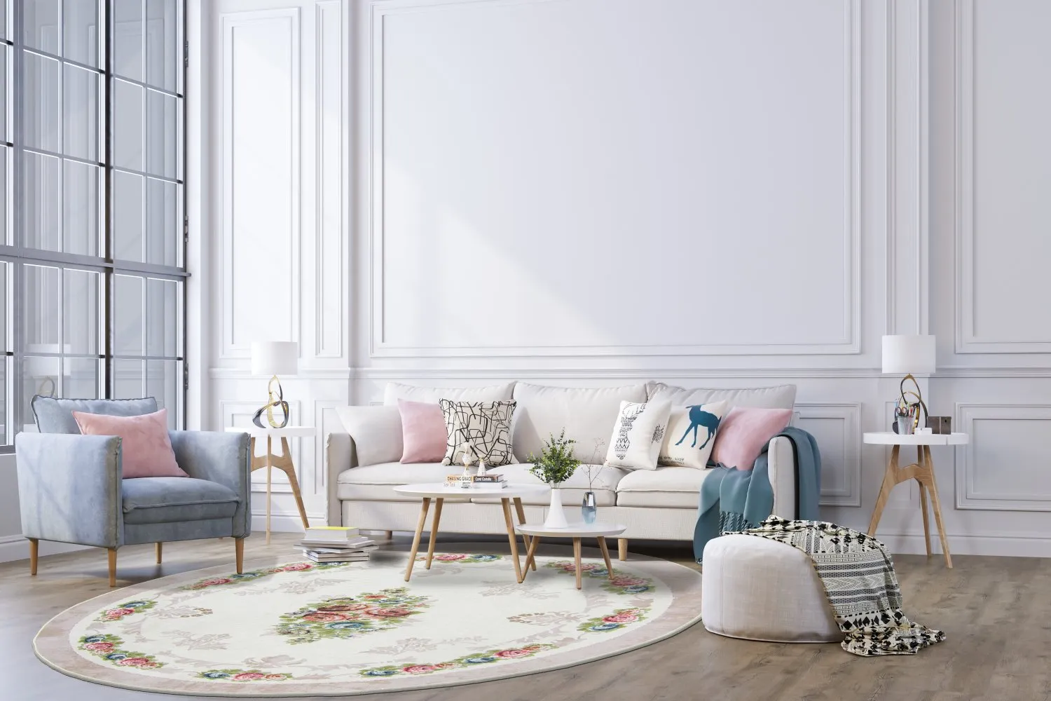 Rond vloerkleed - Delpha (beige/multi)