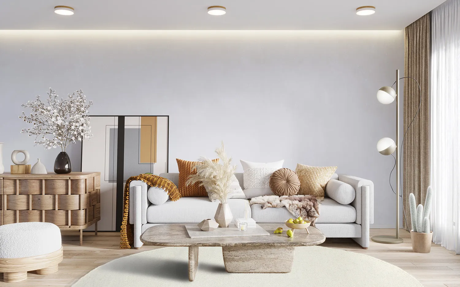 Ronde vloerkleden - Dhurry (wit)