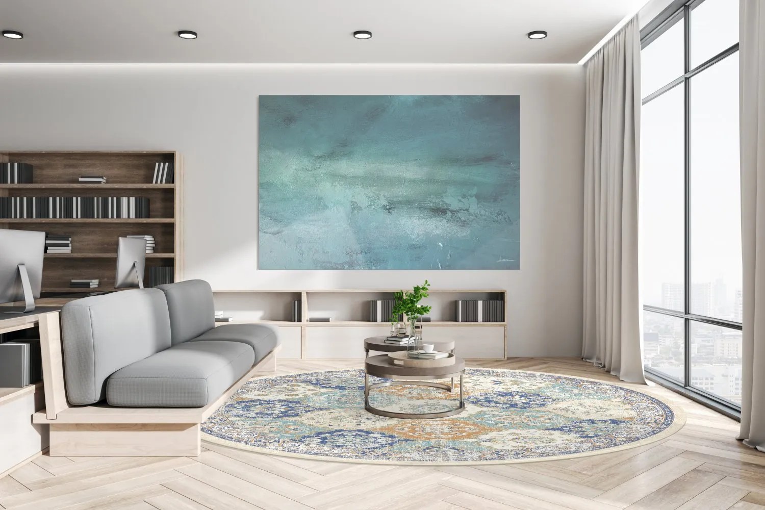 Rond vloerkleed - Bohemia (blauw/multi)