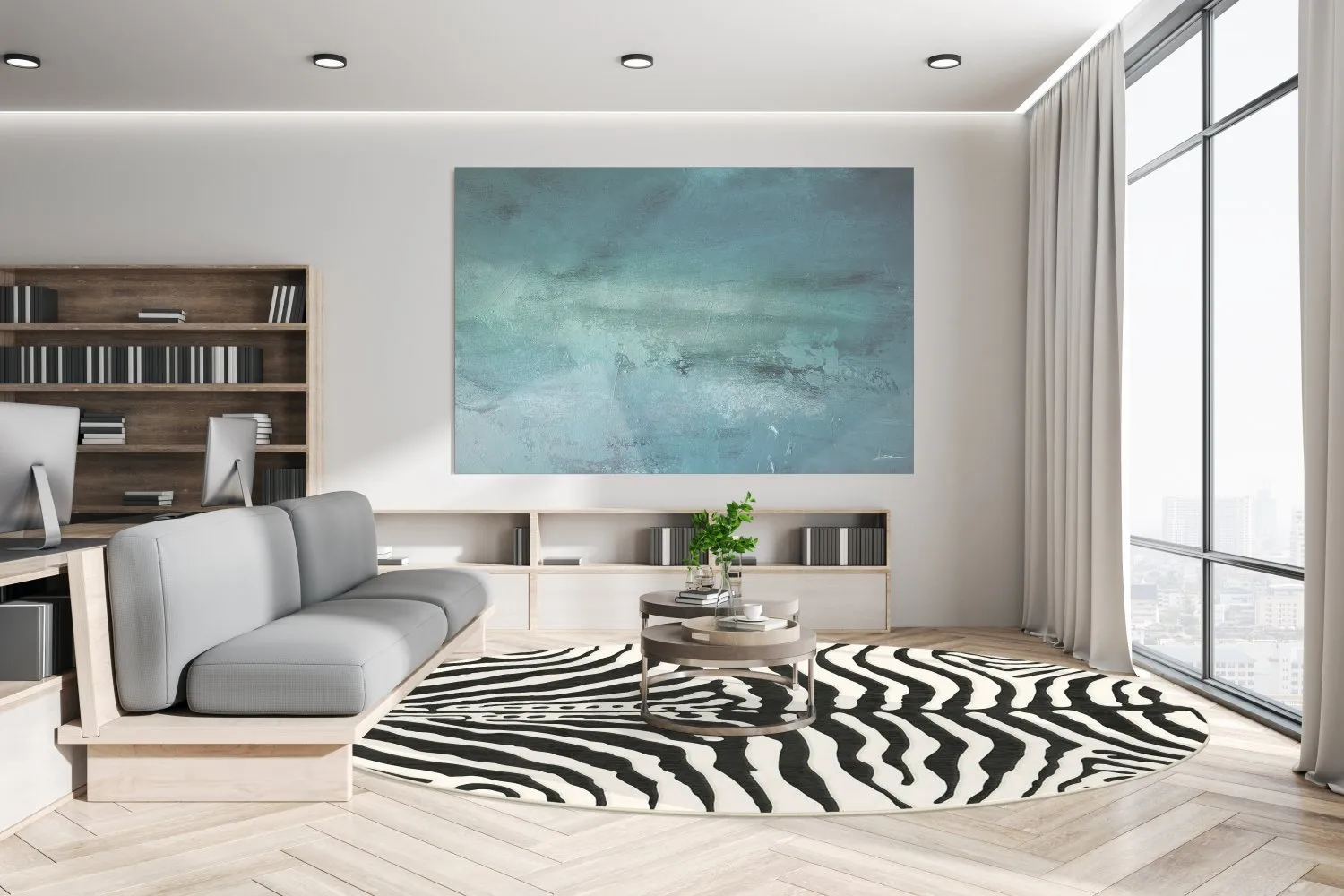 Rond vloerkleed - Zebra (zwart/wit)