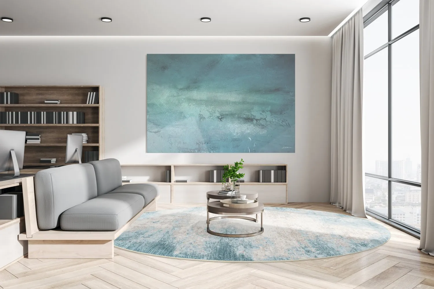 Rond vloerkleed - Zarzi (blauw)