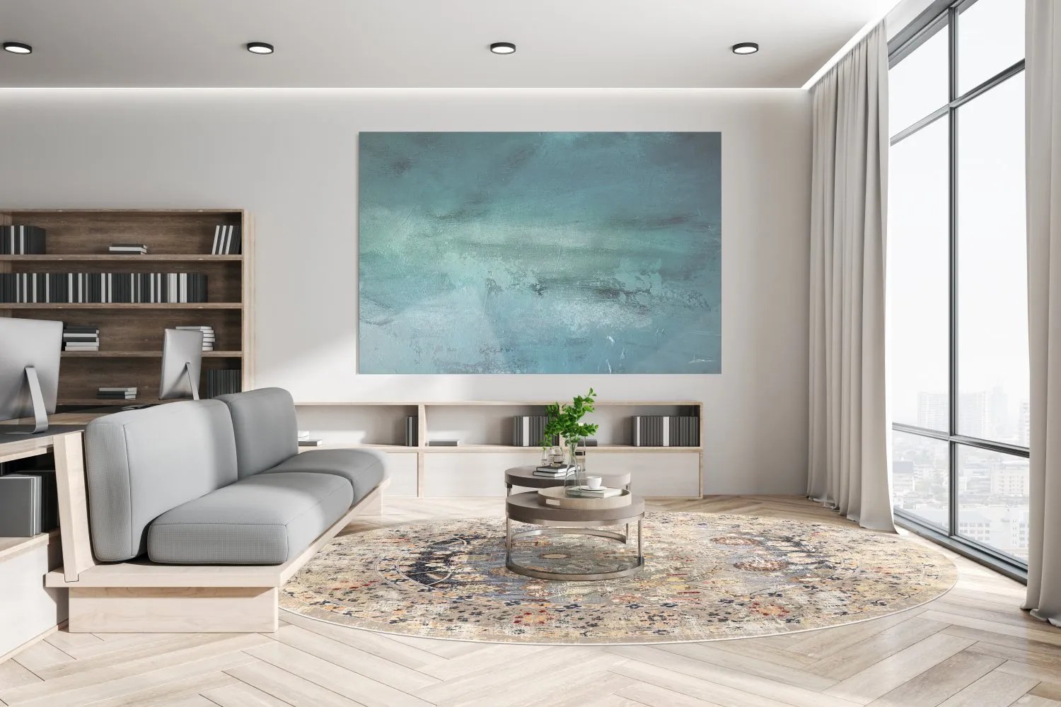 Rond vloerkleed - Bouhjar (beige/multi)