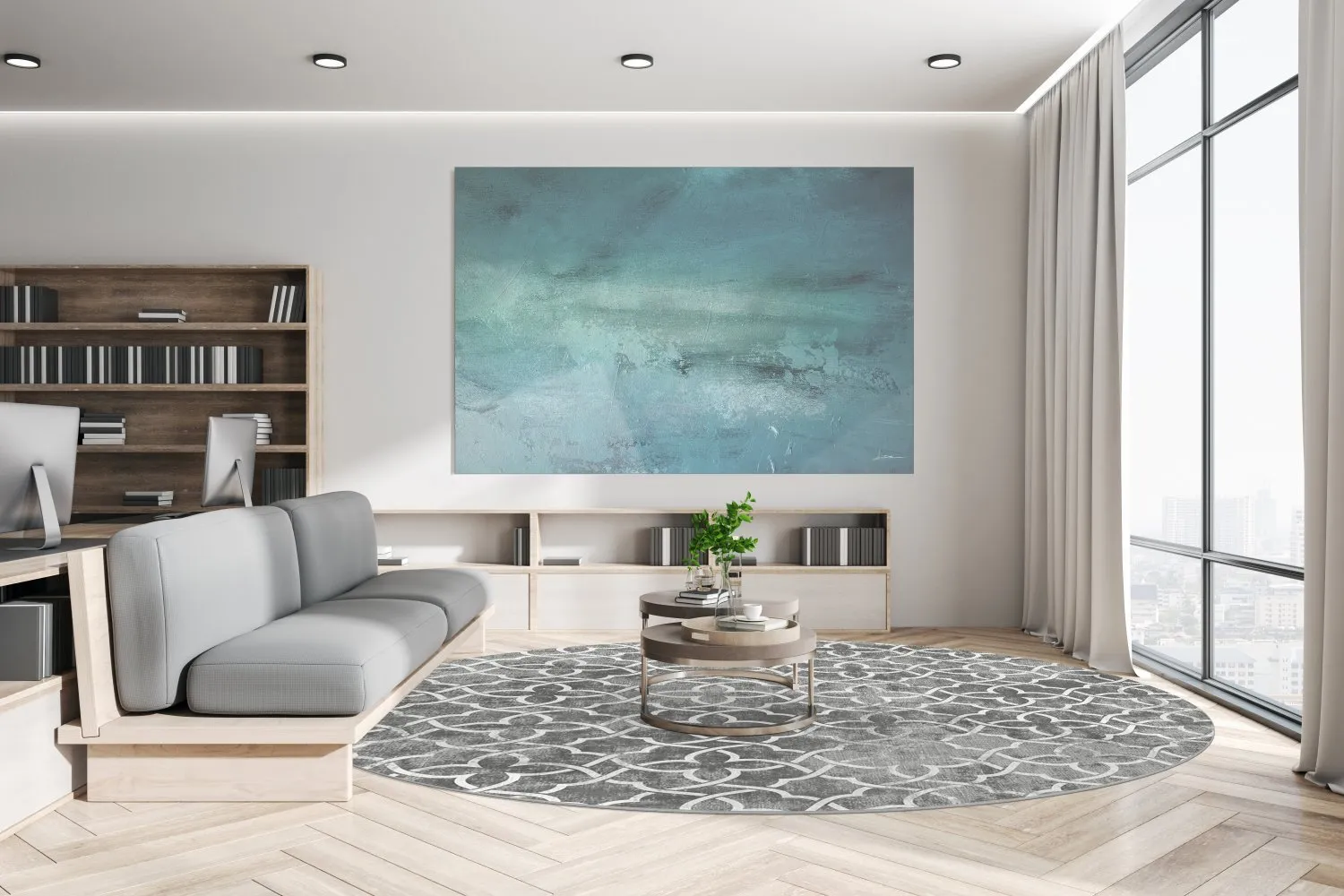 Rond vloerkleed - Draham (grijs)