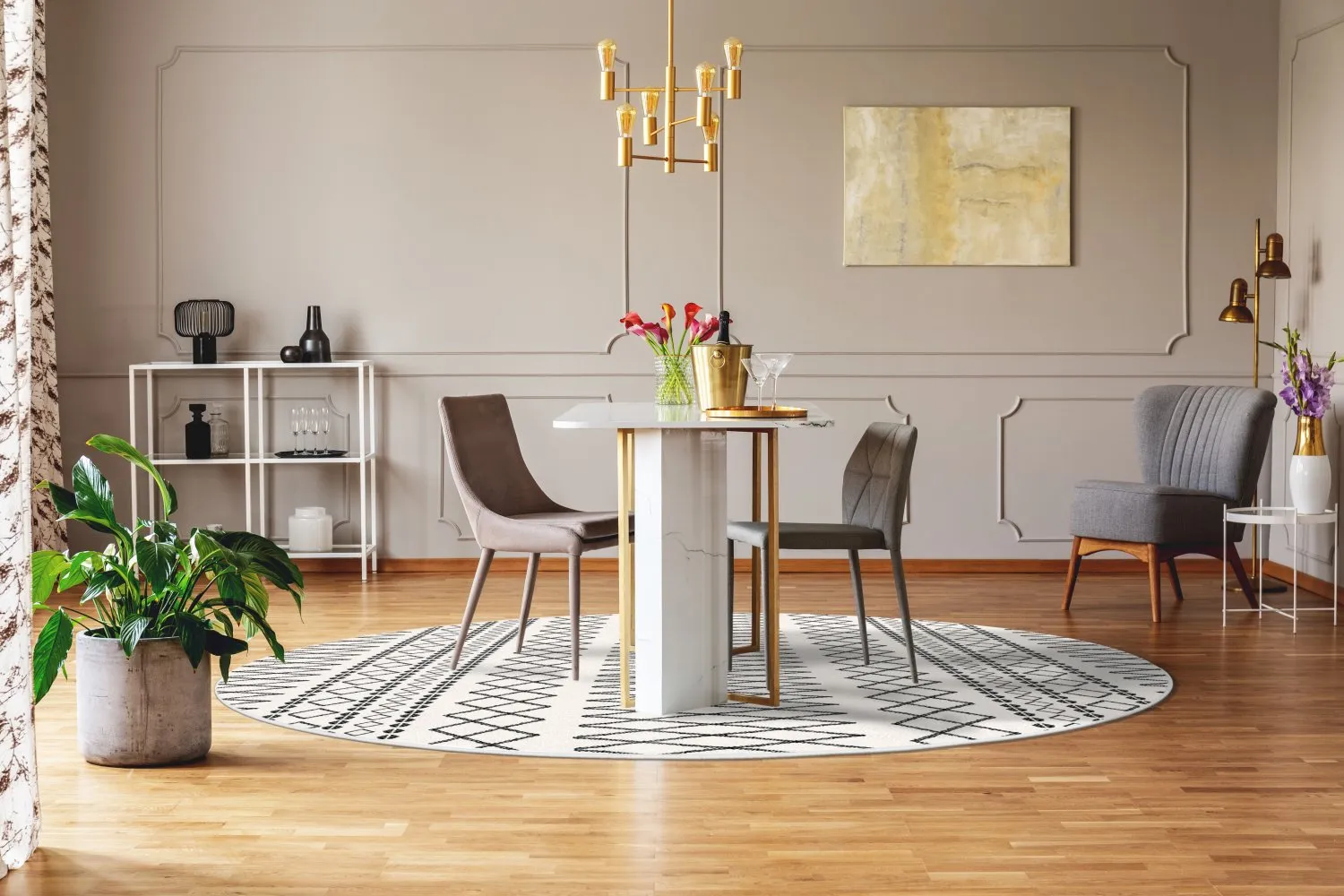 Rond vloerkleed - Safi (zwart/wit)