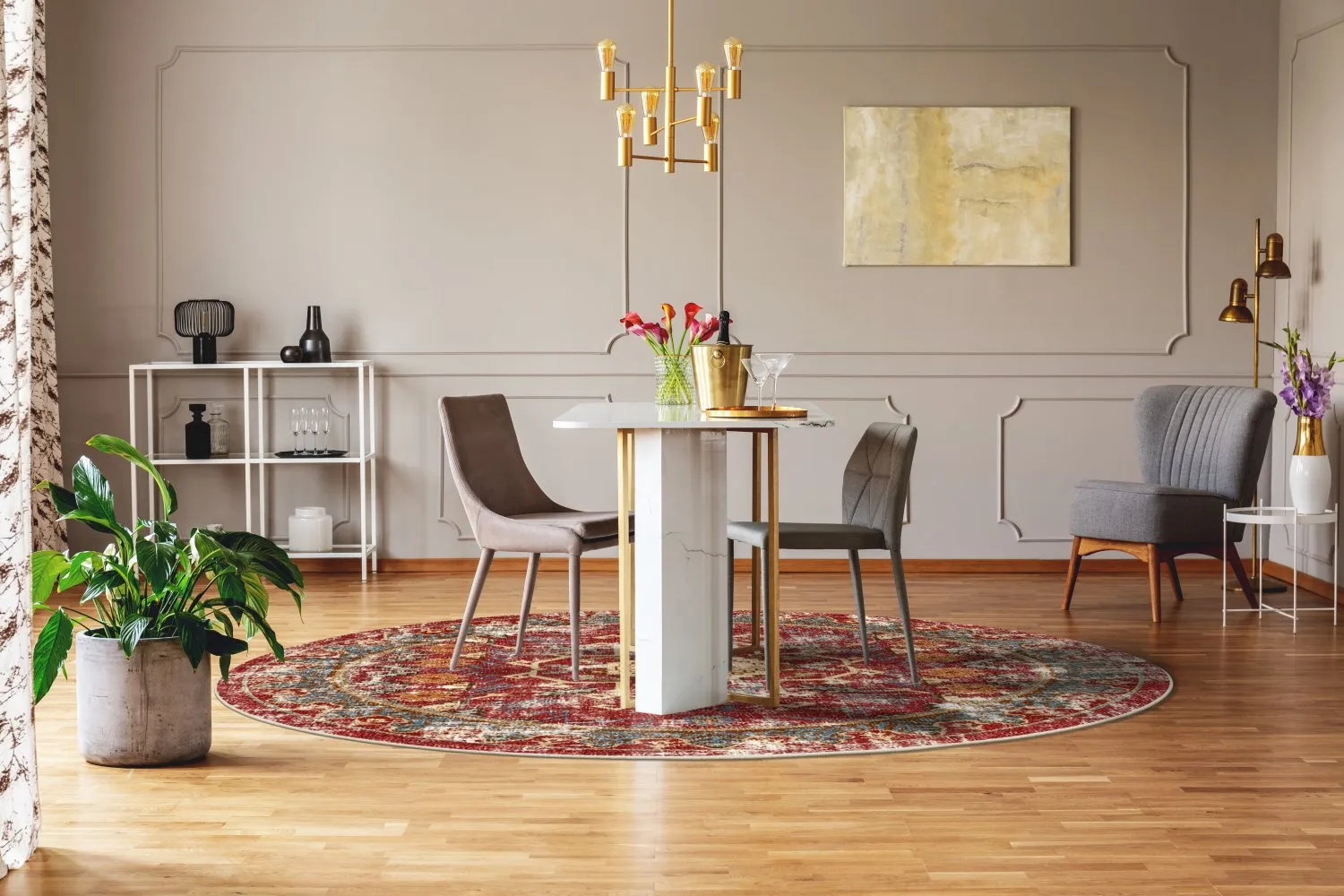 Rond vloerkleed - Idri (rood/multi)