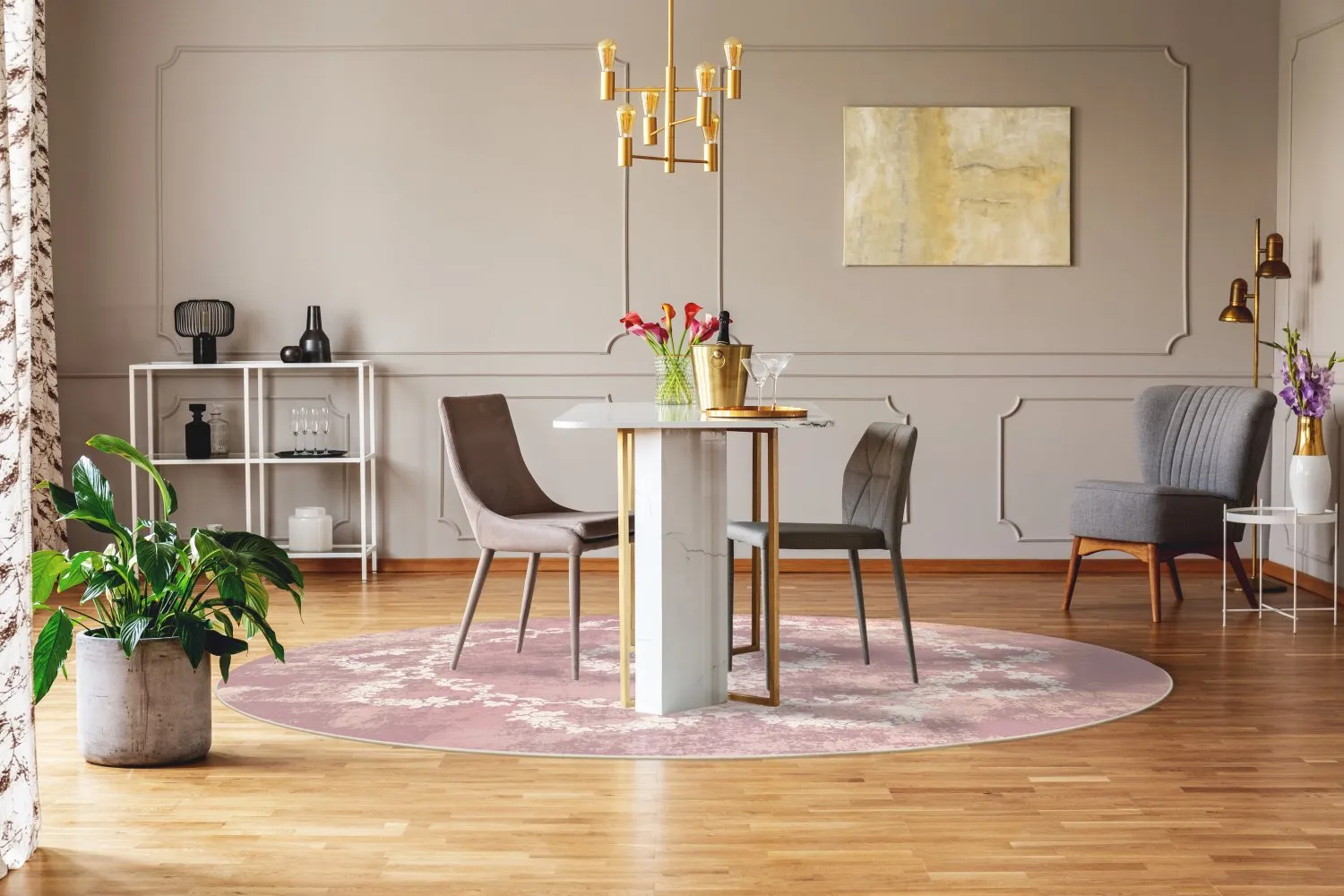 Rond vloerkleed - Nefta (roze)