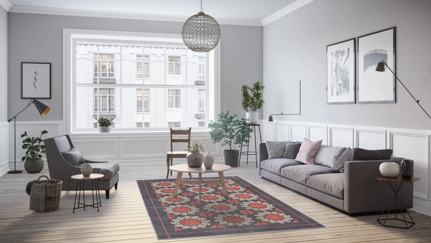 Wilton - Florina (grijs/blauw/oranje)