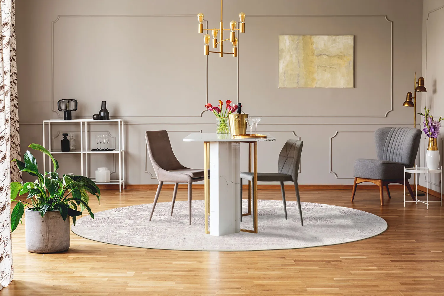 Rond vloerkleed - Abyar (roze)