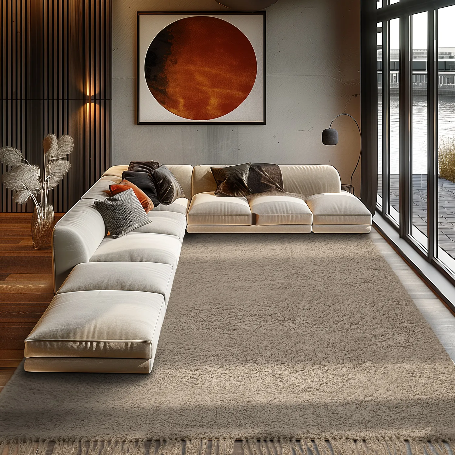 Hoogpolig vloerkleed - Alba Natural Cotton Shaggy (beige)