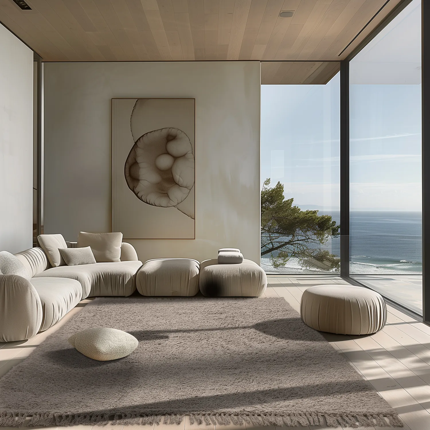 Hoogpolig vloerkleed - Alba Natural Cotton Shaggy (taupe)