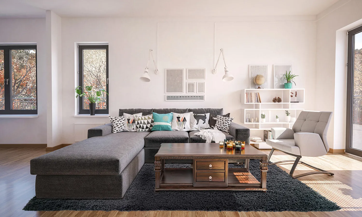 Hoogpolig vloerkleed - Antuco (donker grijs)