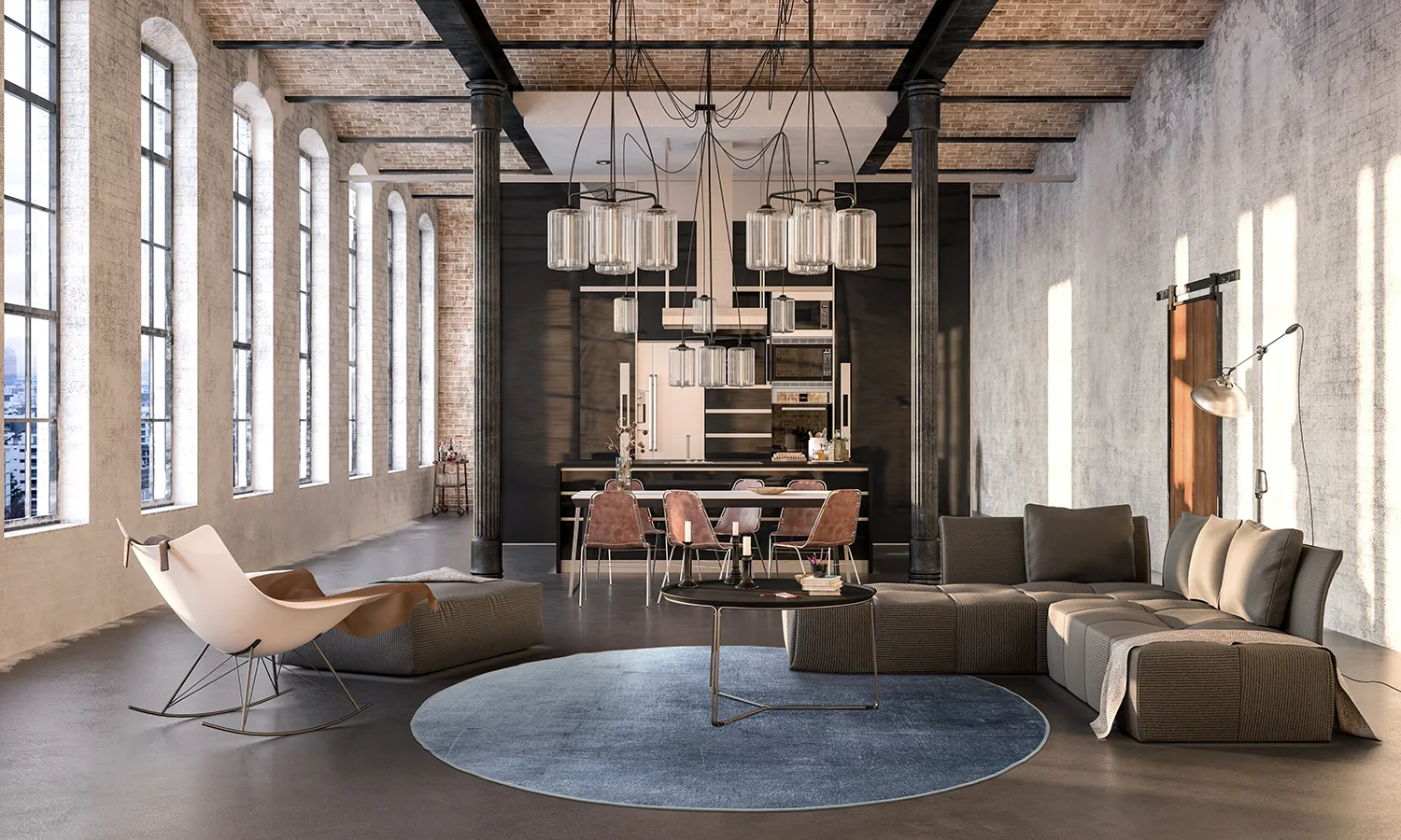 Rond vloerkleed - Artena (blauw)