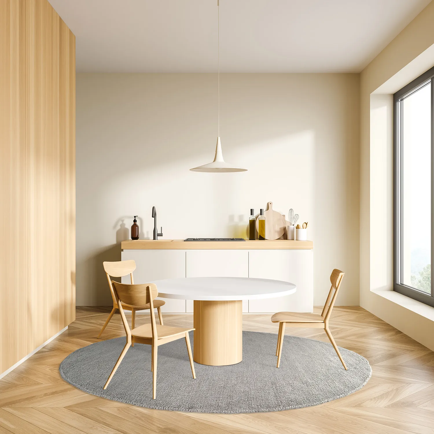 Ronde vloerkleden - Bibury (lichtgrijs)