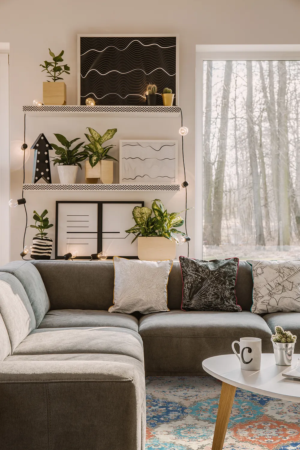 Rond vloerkleed - Bohemia (roze/blauw)