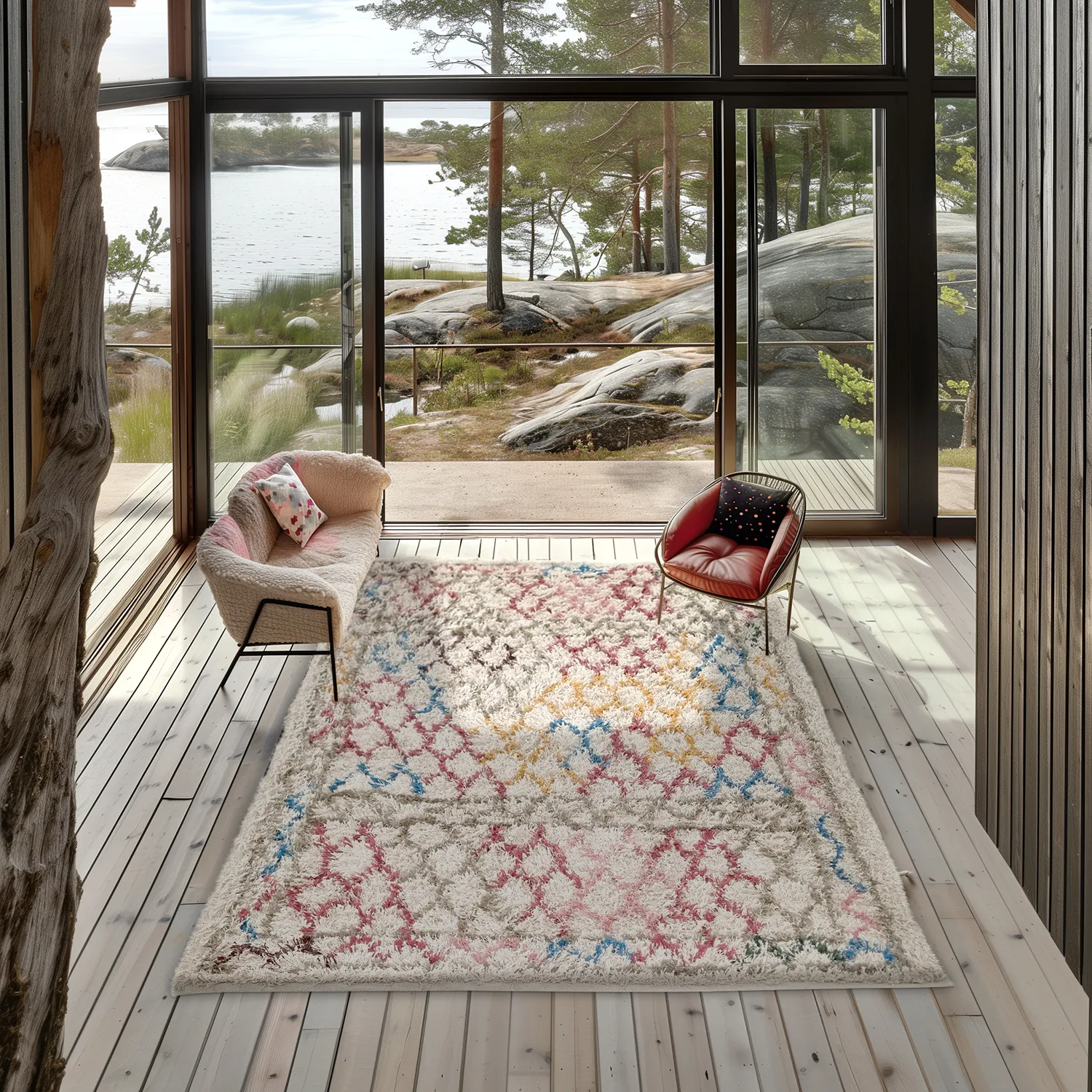Hoogpolig vloerkleed - Calder Natural Cotton Shaggy (multi)