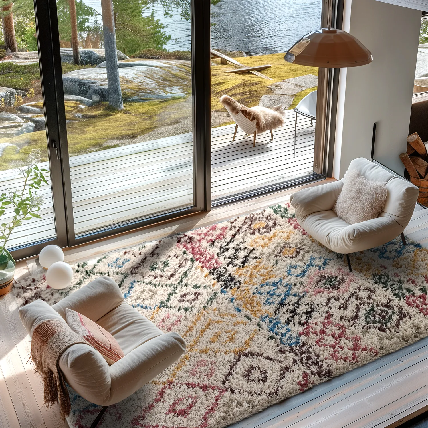 Hoogpolig vloerkleed - Maloney Natural Cotton Shaggy (multi)