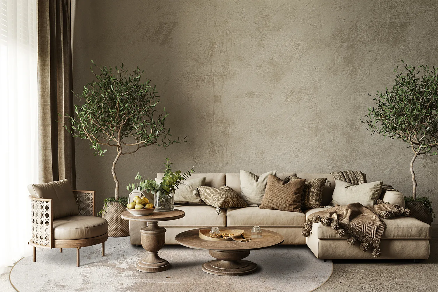 Rond vloerkleed - Bornos (grijs/beige)