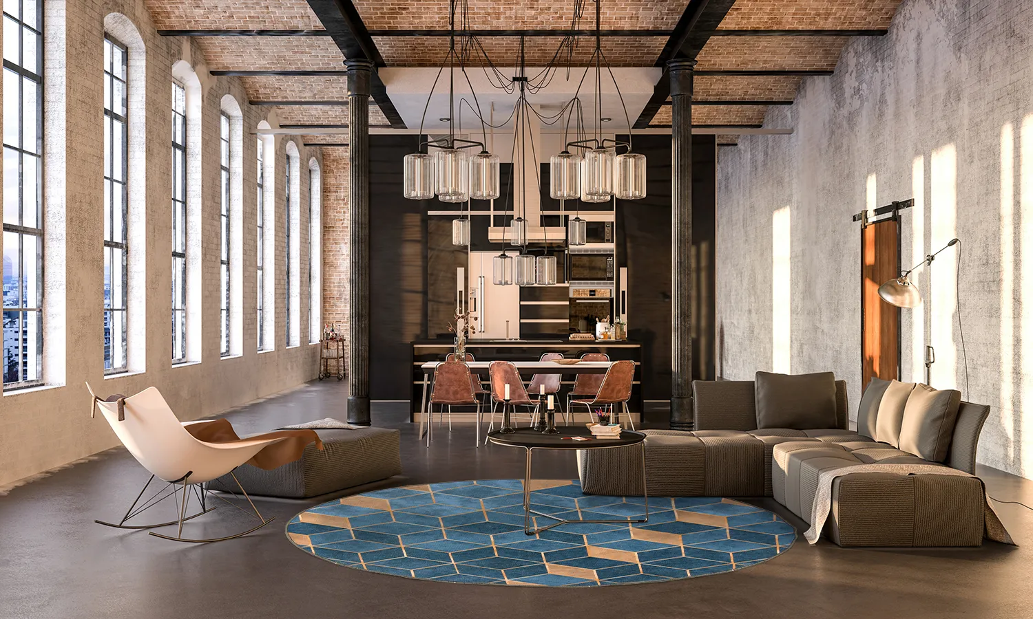 Rond vloerkleed - Brigooda (lichtblauw)