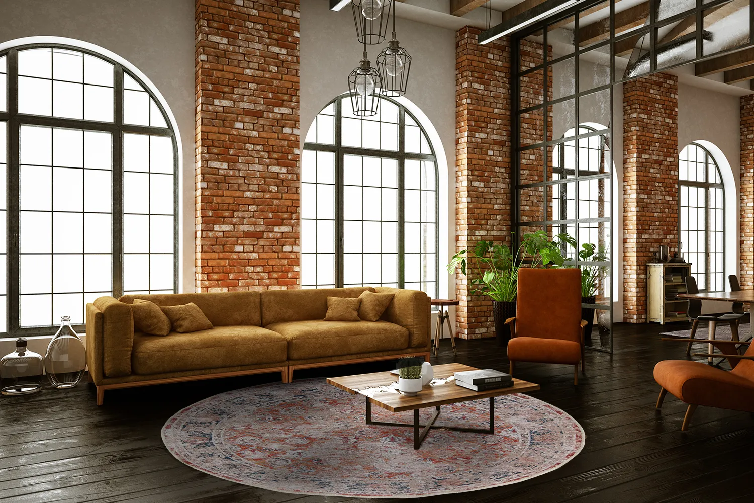 Rond vloerkleed - Douz (roze/multi)