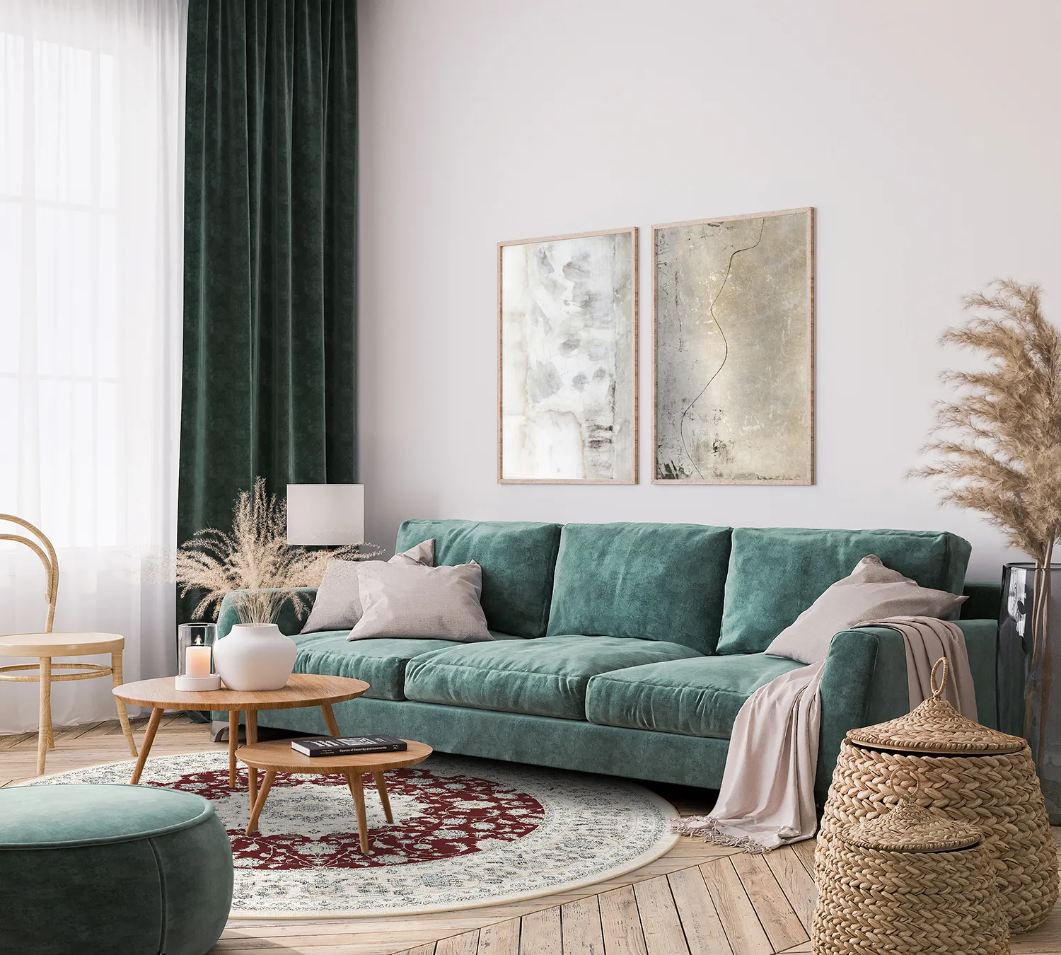 Rond vloerkleed - Arabella (bordeaux)