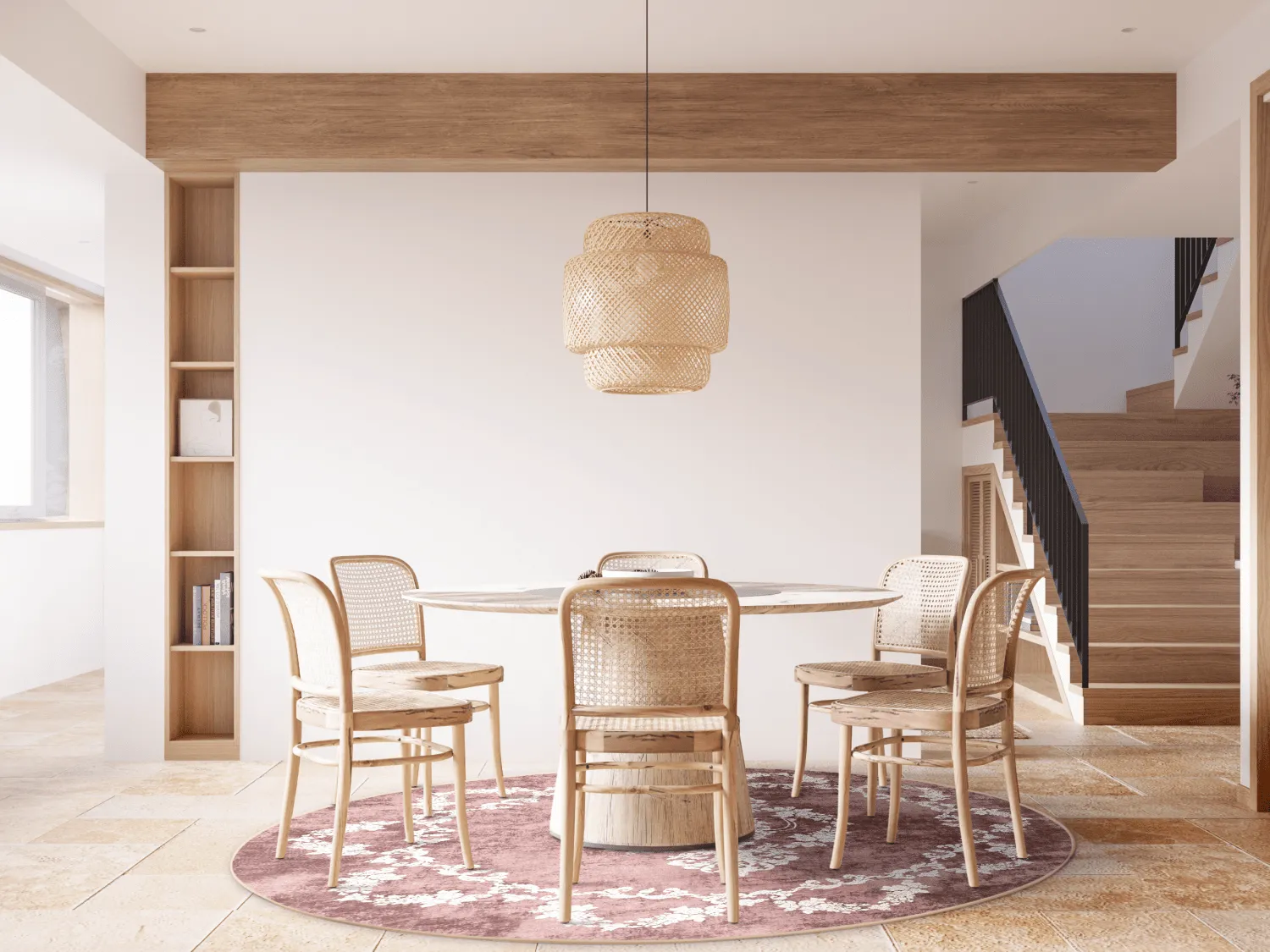 Rond vloerkleed - Taknis (rood)