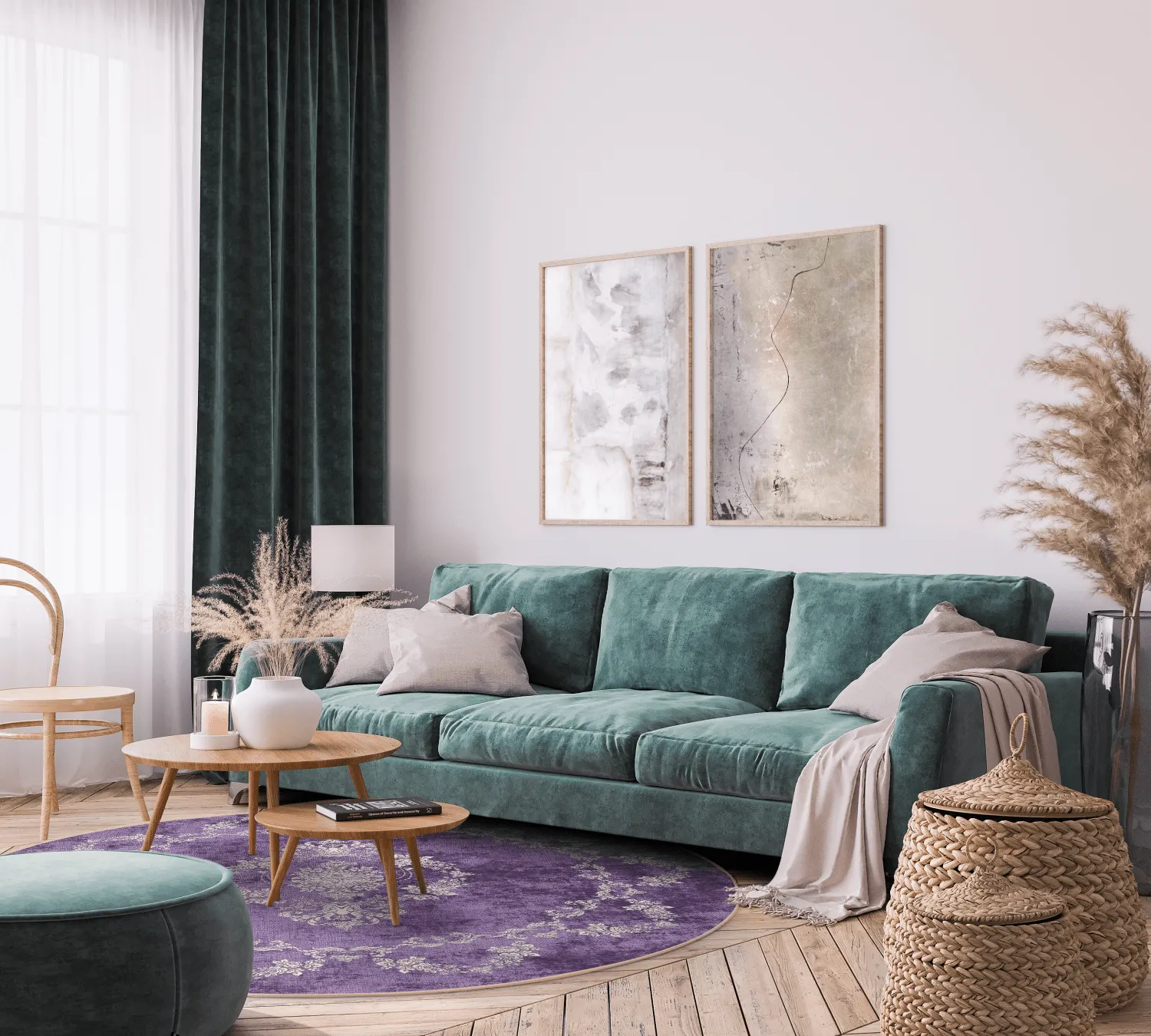 Rond vloerkleed - Taknis (paars)