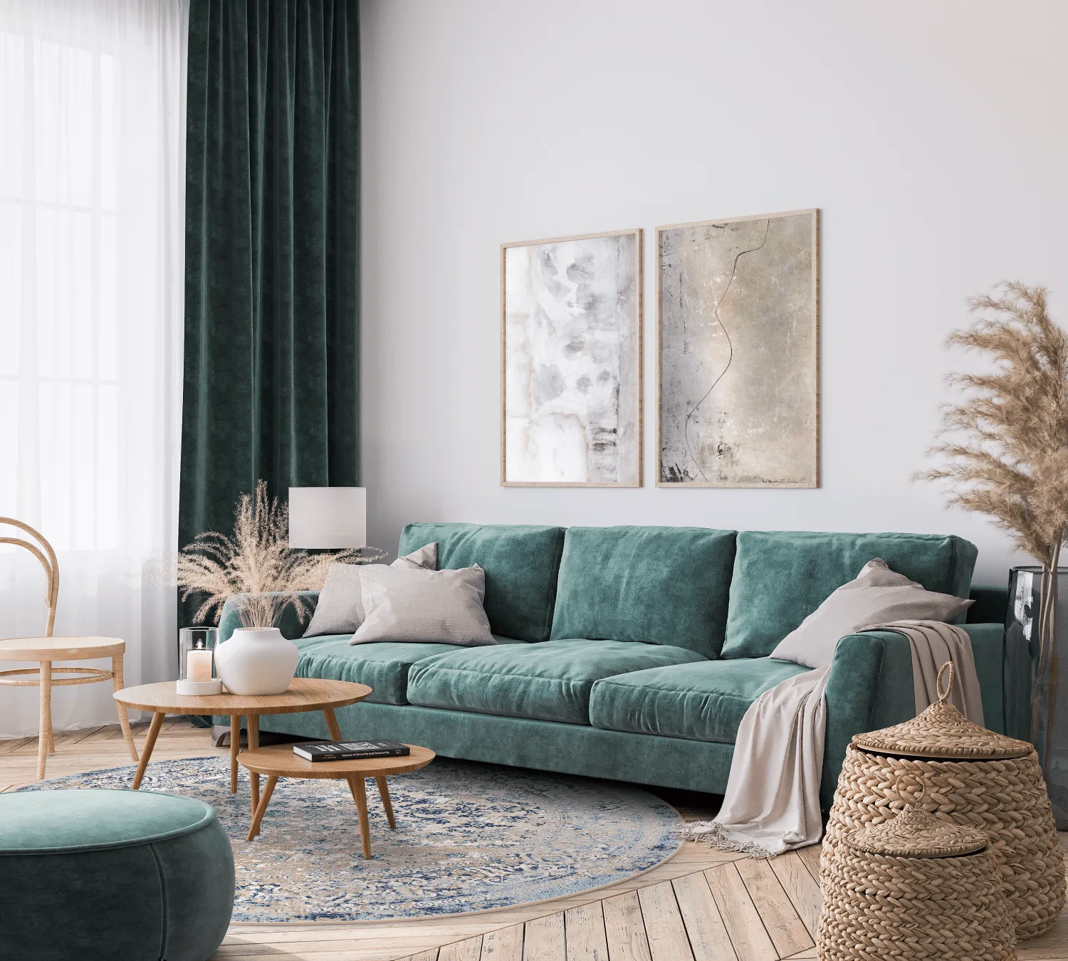 Rond vloerkleed - Denizli (blauw)